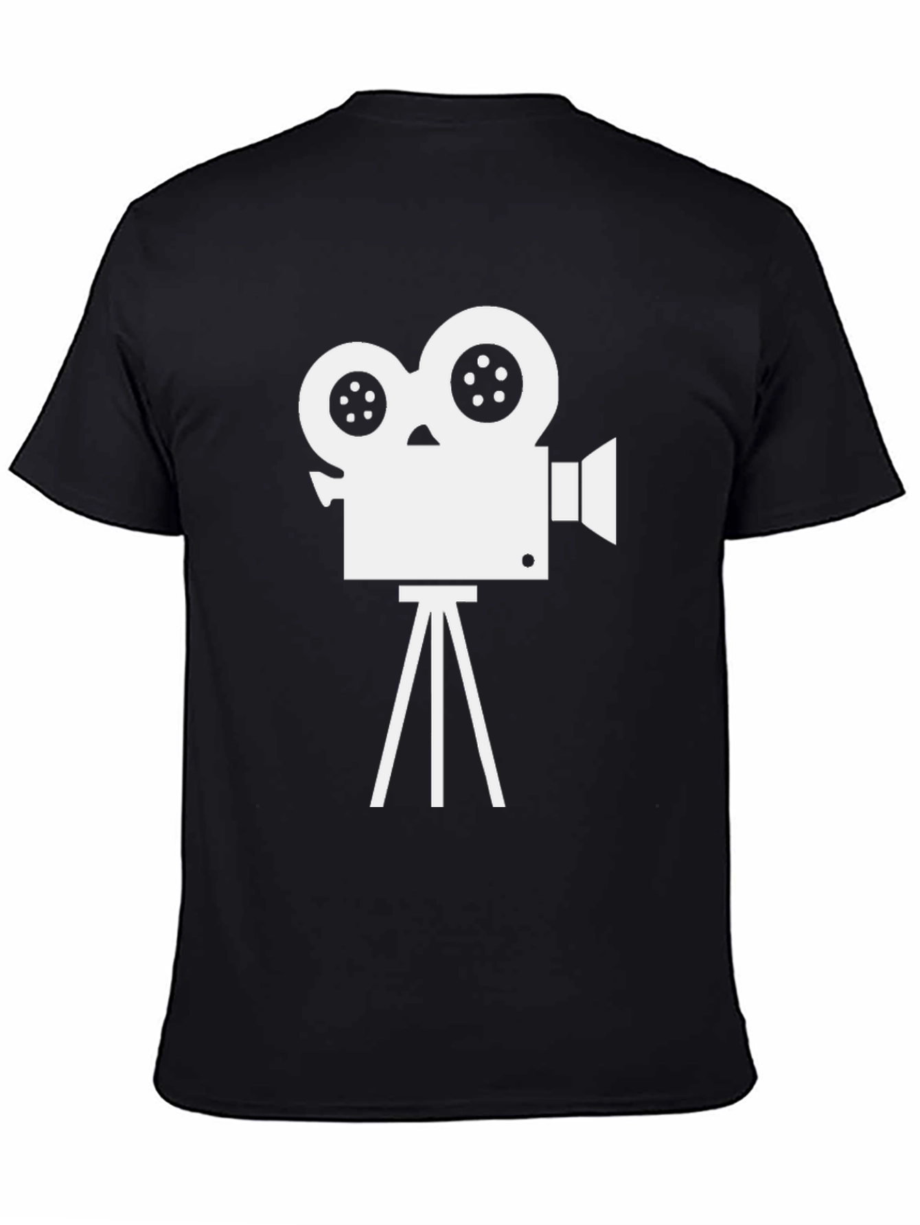 Black Retro Movie Camera Graphic Tee - Black Cotton Blend view 4