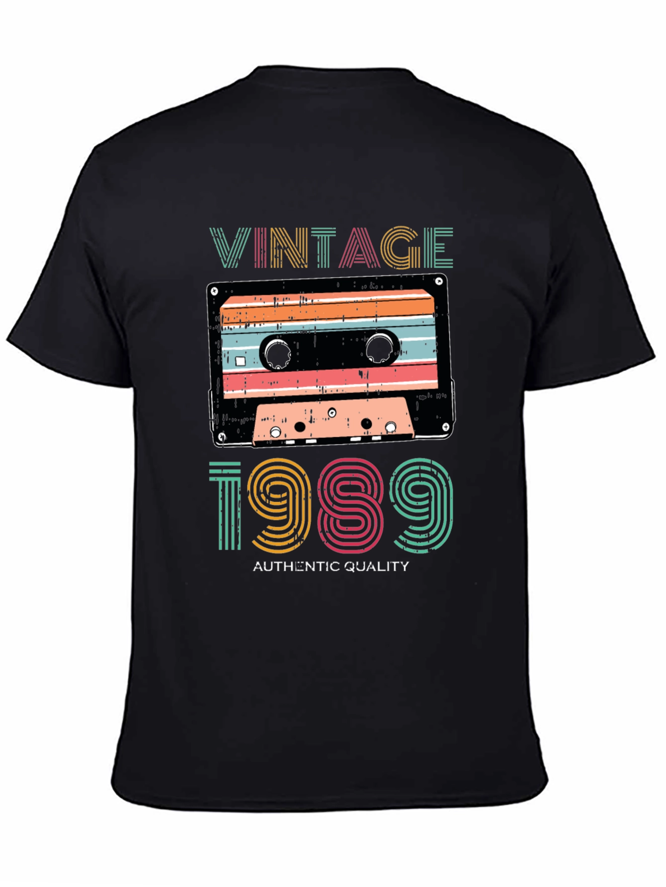 Black Vintage 1989 Cassette Tape Graphic T-Shirt view 4