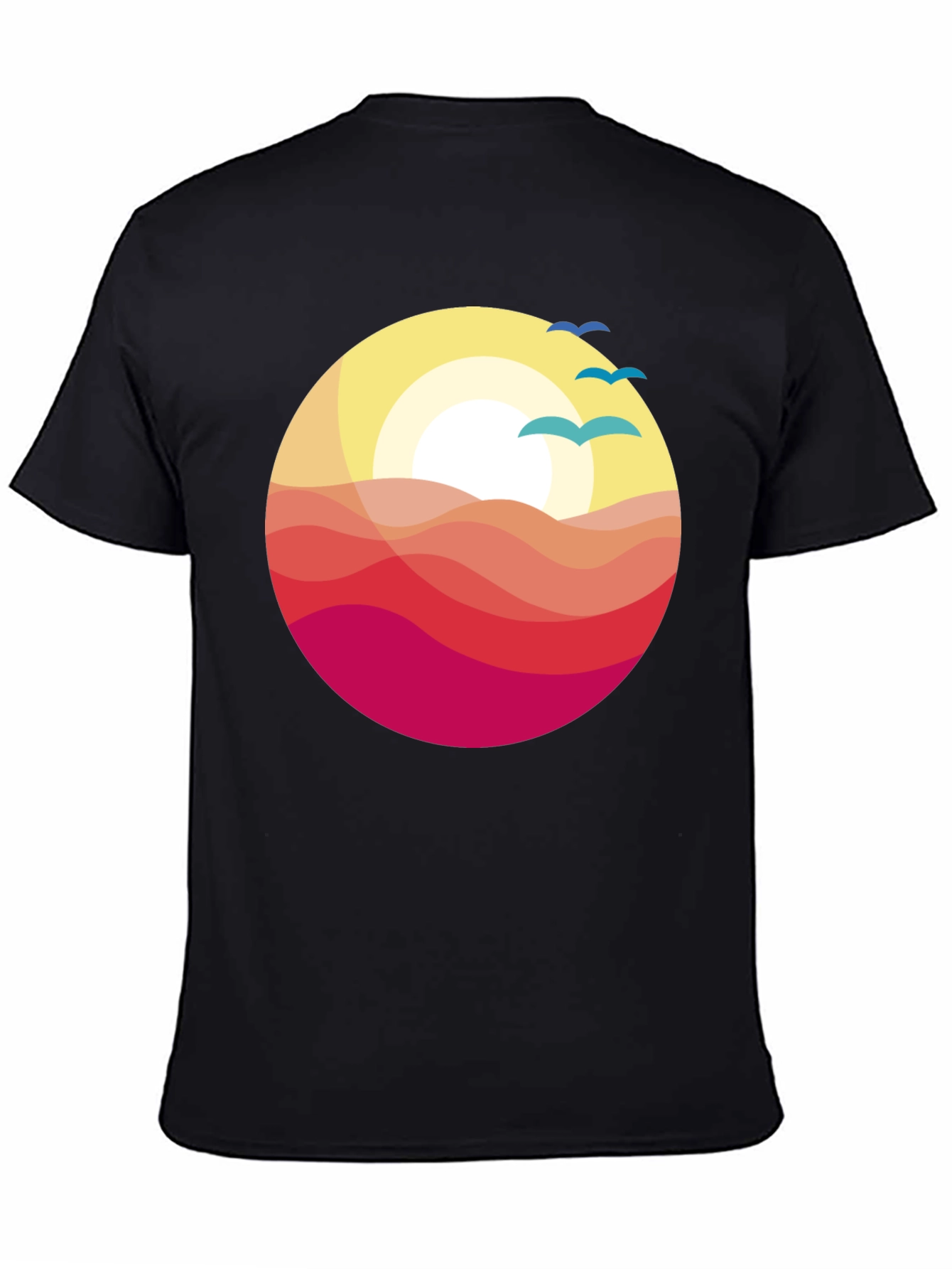 Black Sunset Waves Graphic Tee - Stylish Comfort view 4