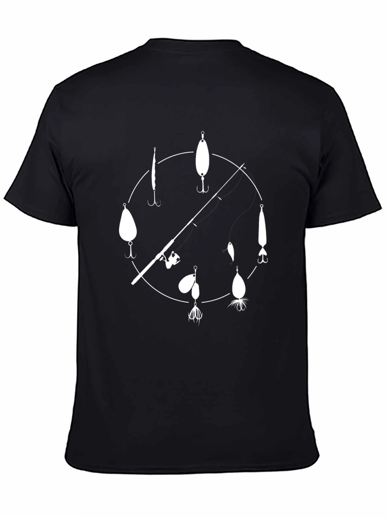 Black Fishing Lure Clock Graphic Tee view 4