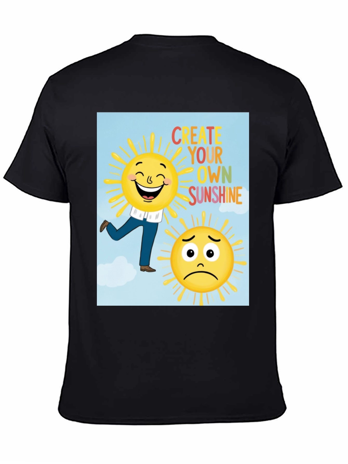 Black Cheerful Graphic T-Shirt: Create Your Own Sunshine Tee view 4
