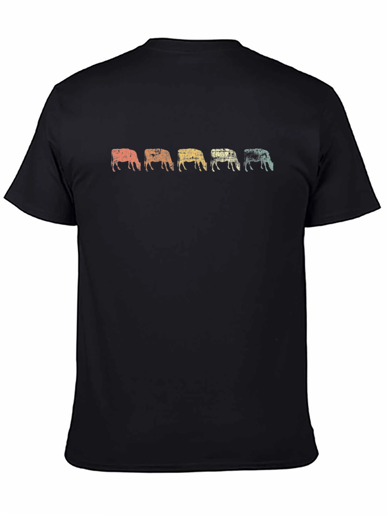 Black Retro Grazing Cows Graphic Tee - Black Cotton T-Shirt view 4