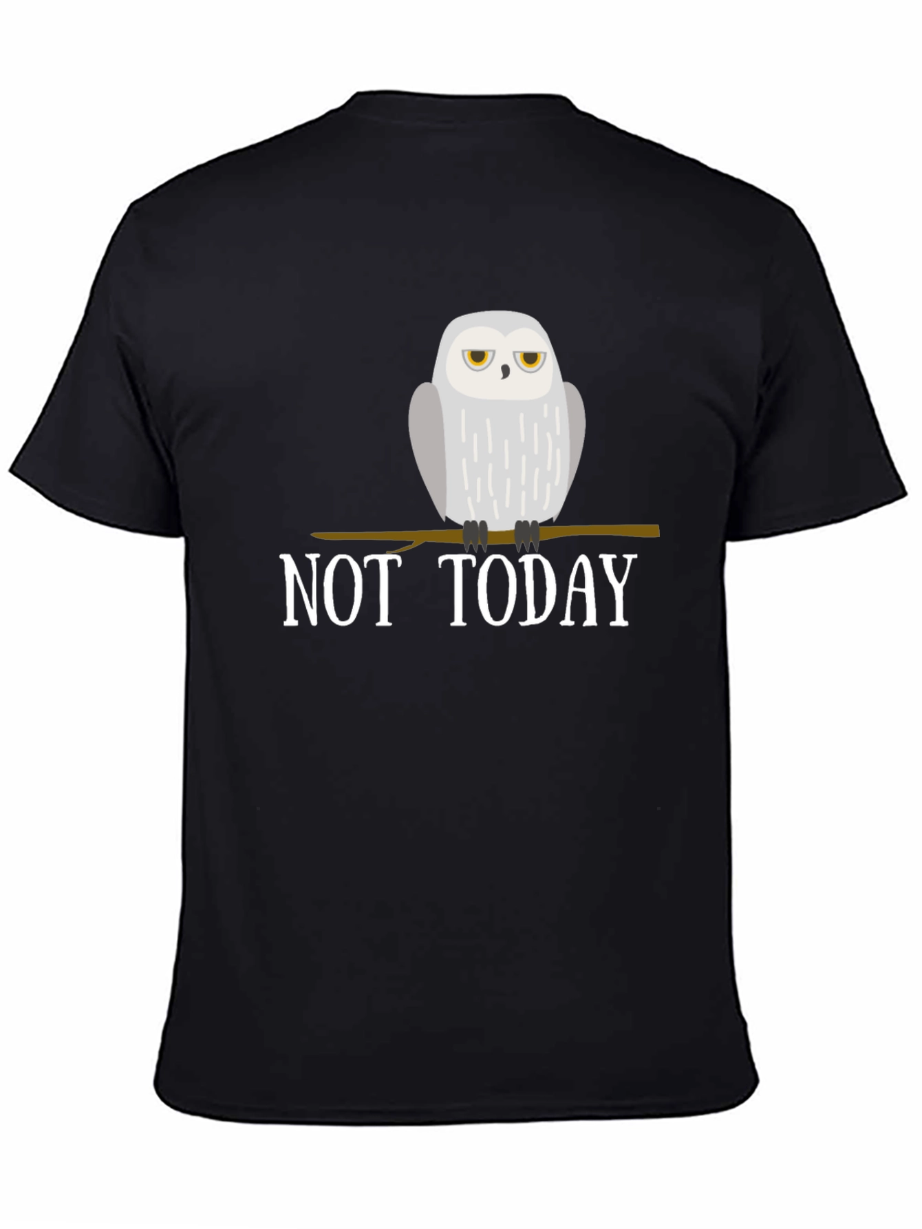 Black Not Today Owl Graphic Tee - Black Cotton T-Shirt view 4