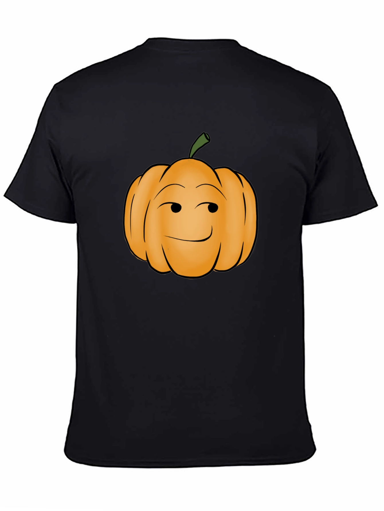 Black Smirking Pumpkin Graphic Tee - Black Cotton T-Shirt view 4