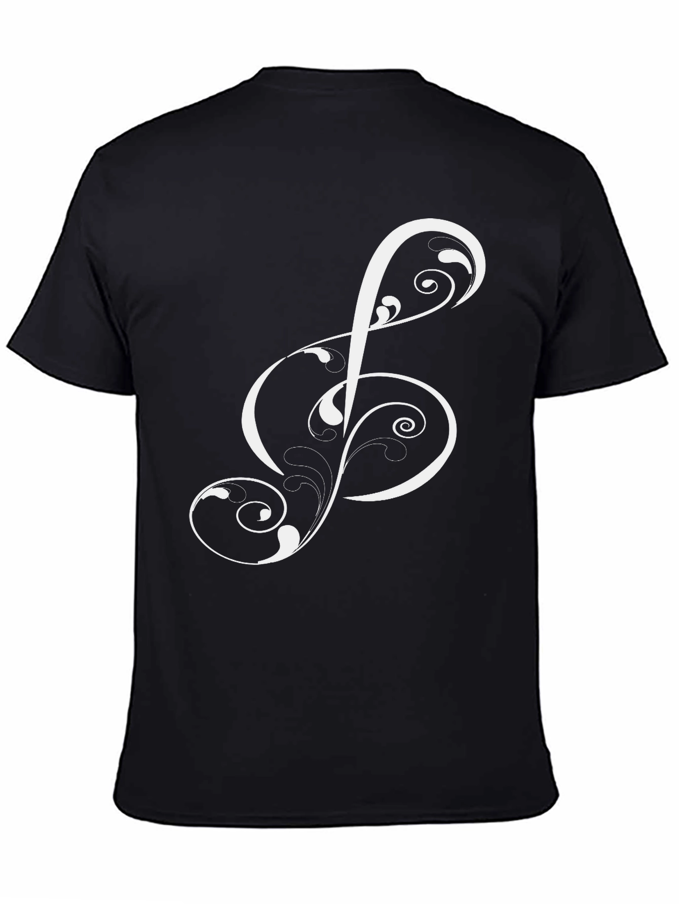 Black Musical Treble Clef Black T-Shirt view 4