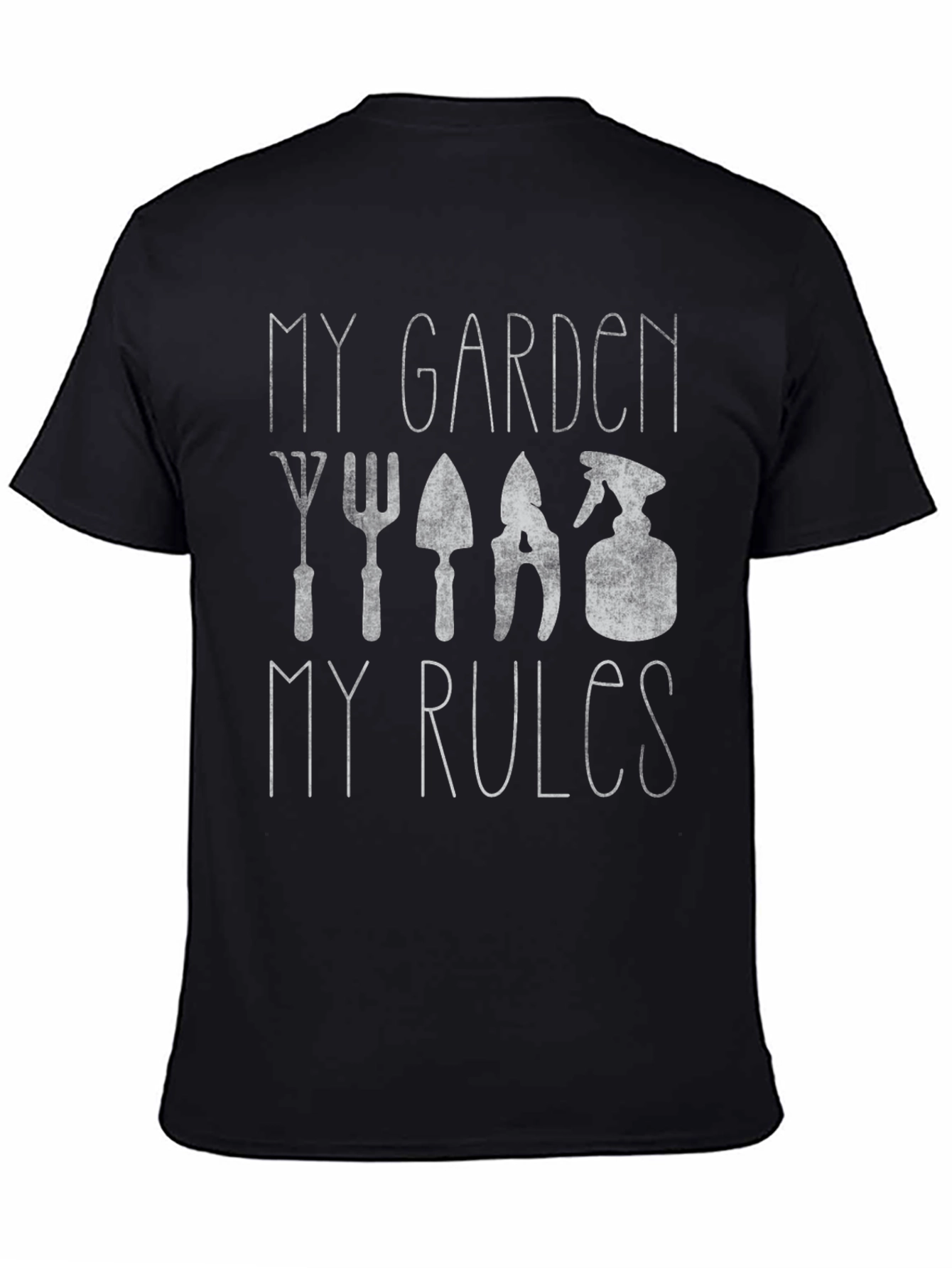 Black My Garden My Rules T-Shirt - Gardening Apparel view 4