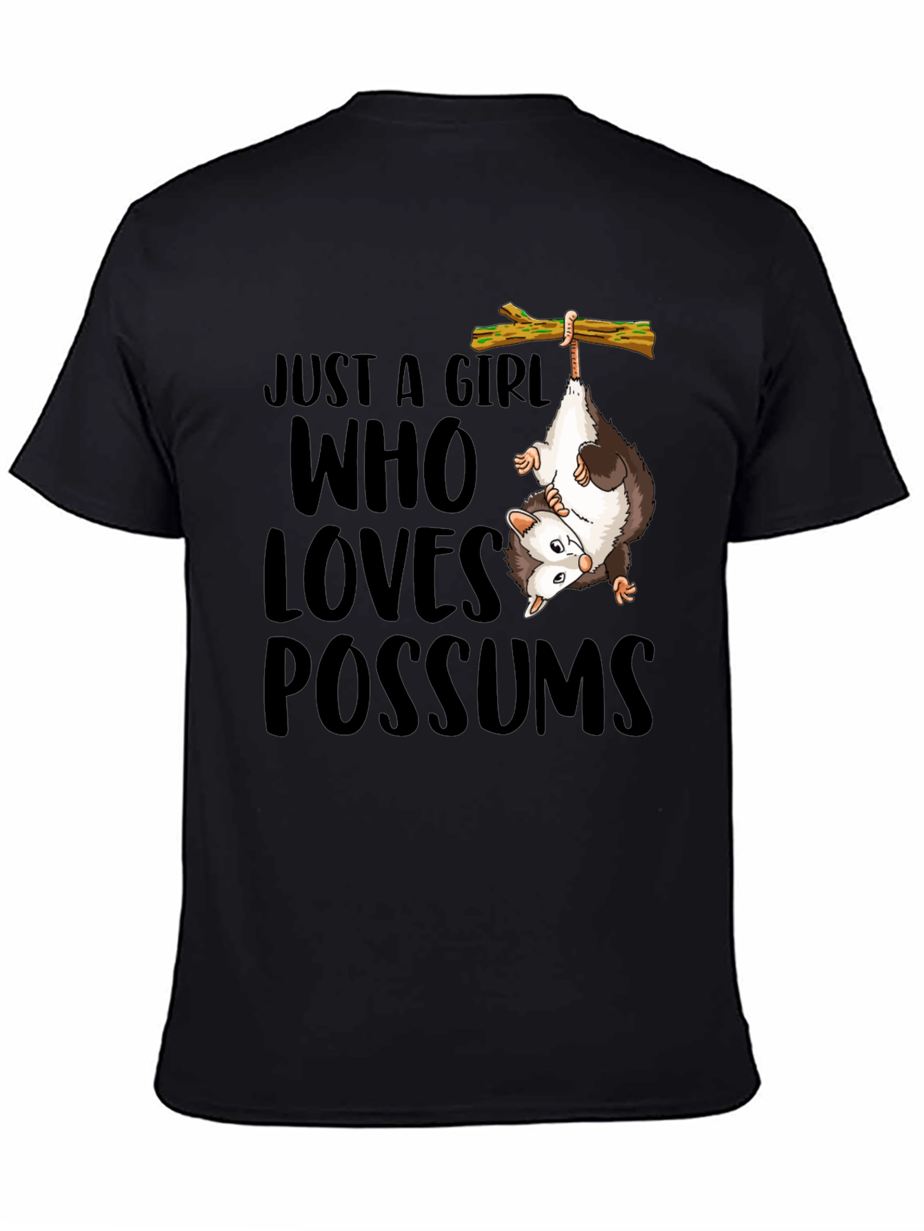 Black Just a Girl Who Loves Possums T-Shirt view 4