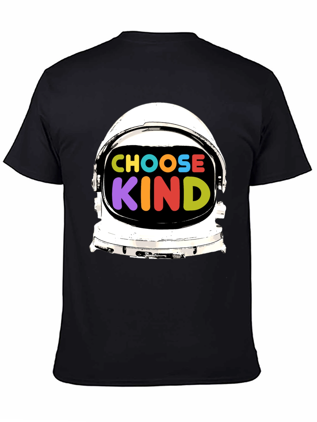 Black Choose Kind T-Shirt, Astronaut Helmet Graphic view 4