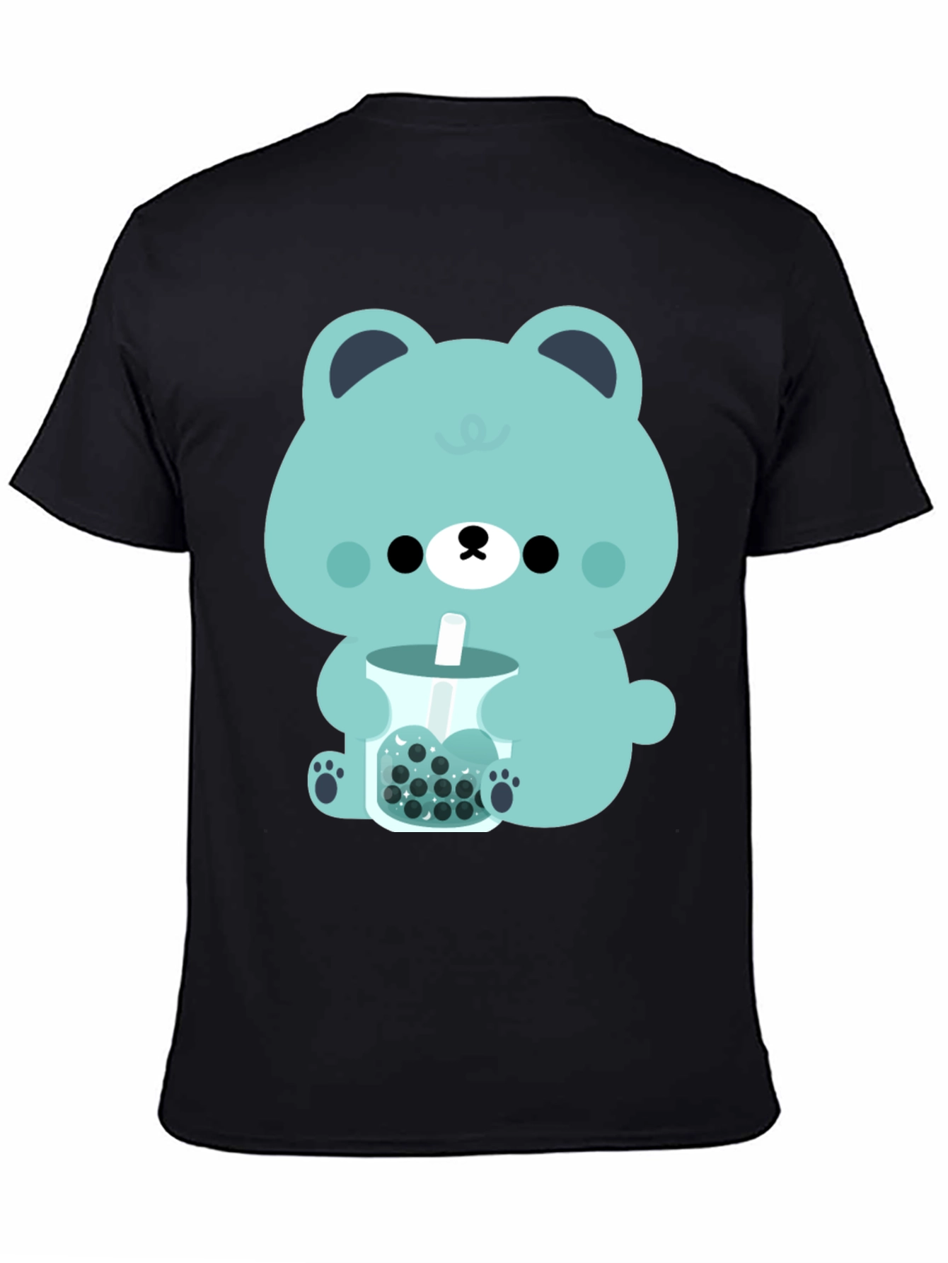 Black Cute Bear Bubble Tea Graphic Tee view 4