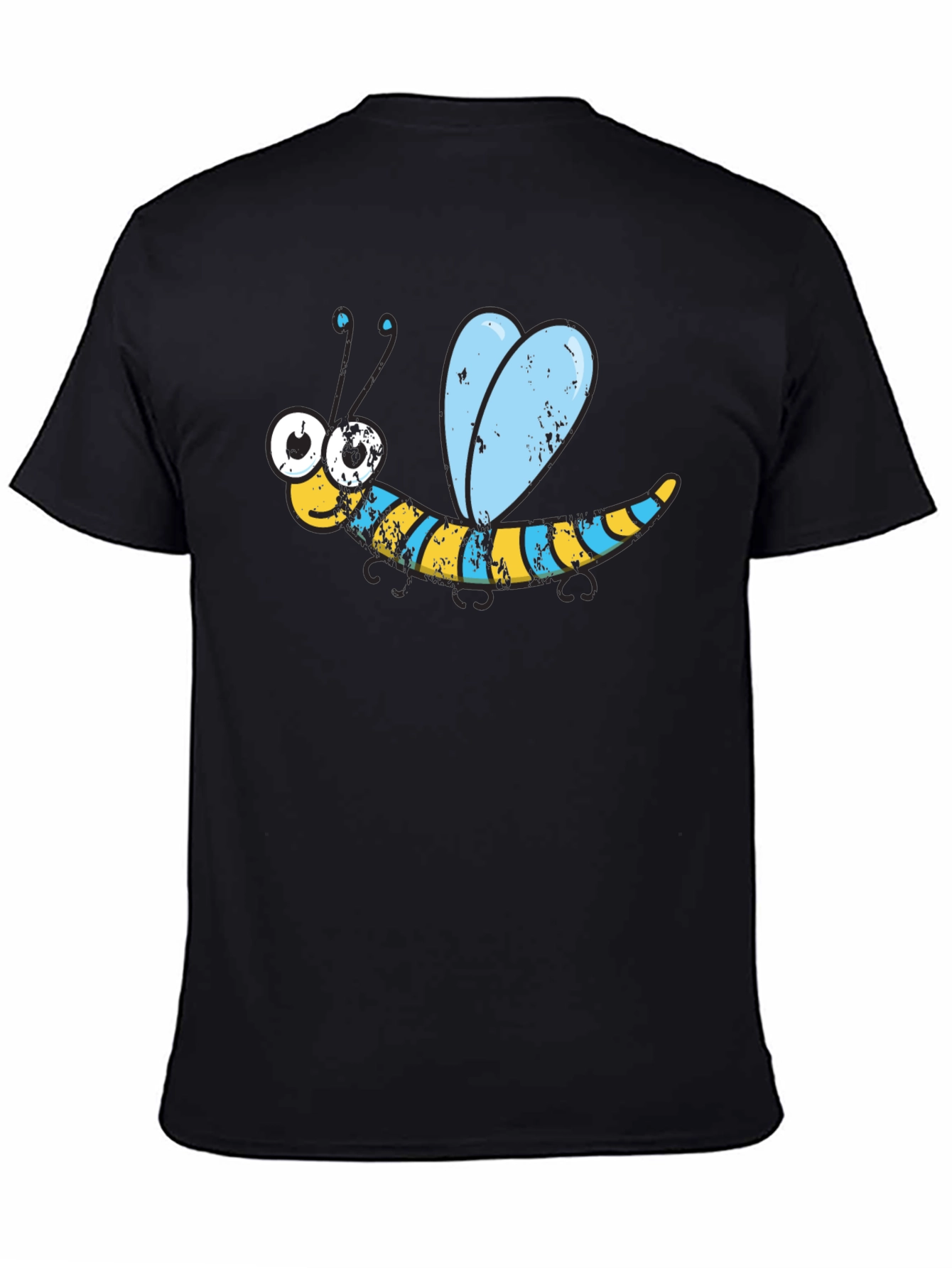 Black Cartoon Bee Graphic Tee - Black view 4