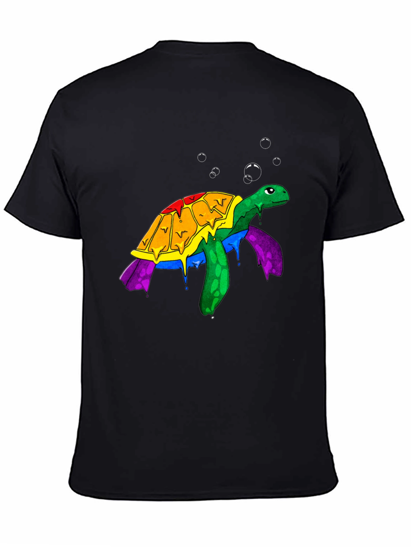 Black Rainbow Turtle Graphic Tee - Unique Animal Design view 4
