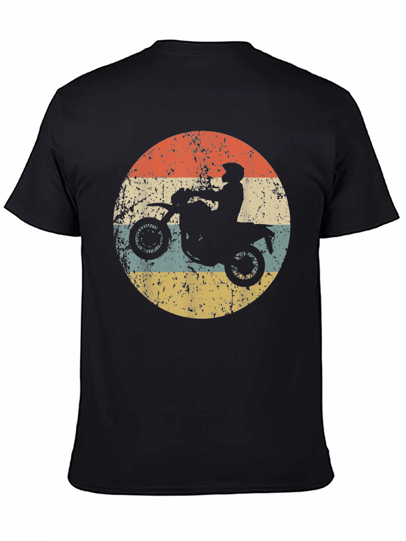 Black Retro Motorcycle Rider Graphic Tee - Black view 4