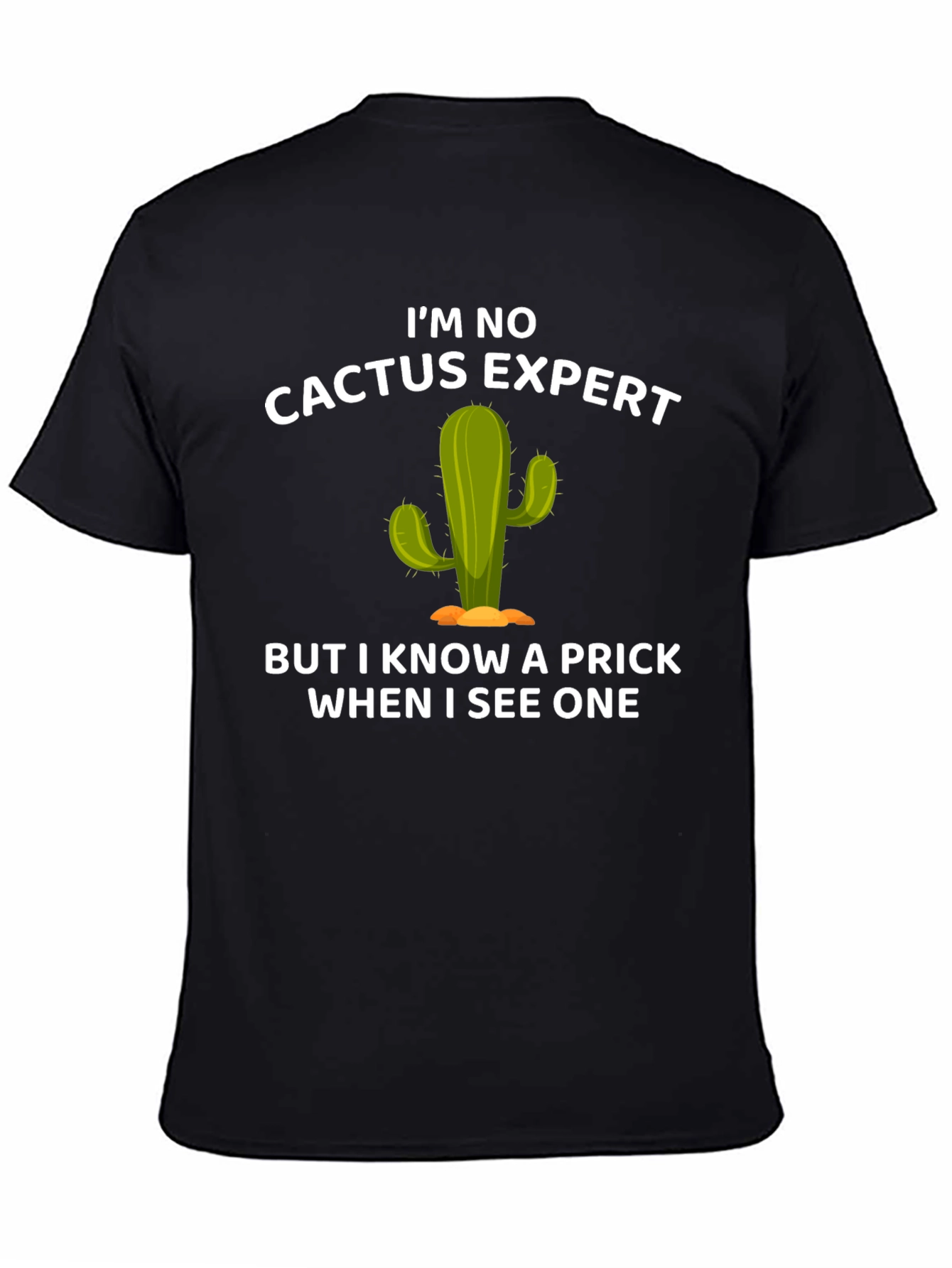 Black Funny Cactus Expert Graphic T-Shirt view 4