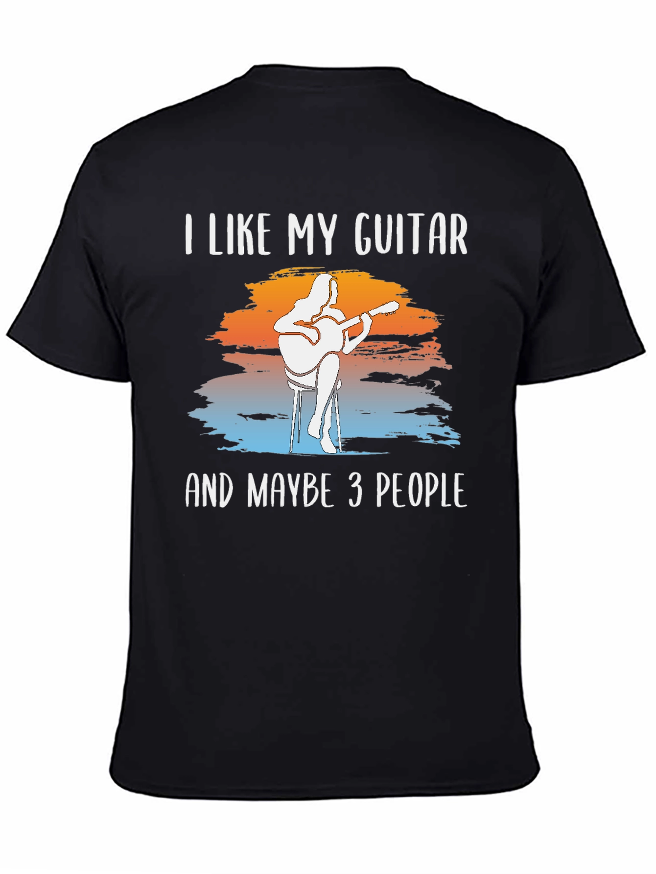 Black Guitar & People Graphic T-Shirt view 4