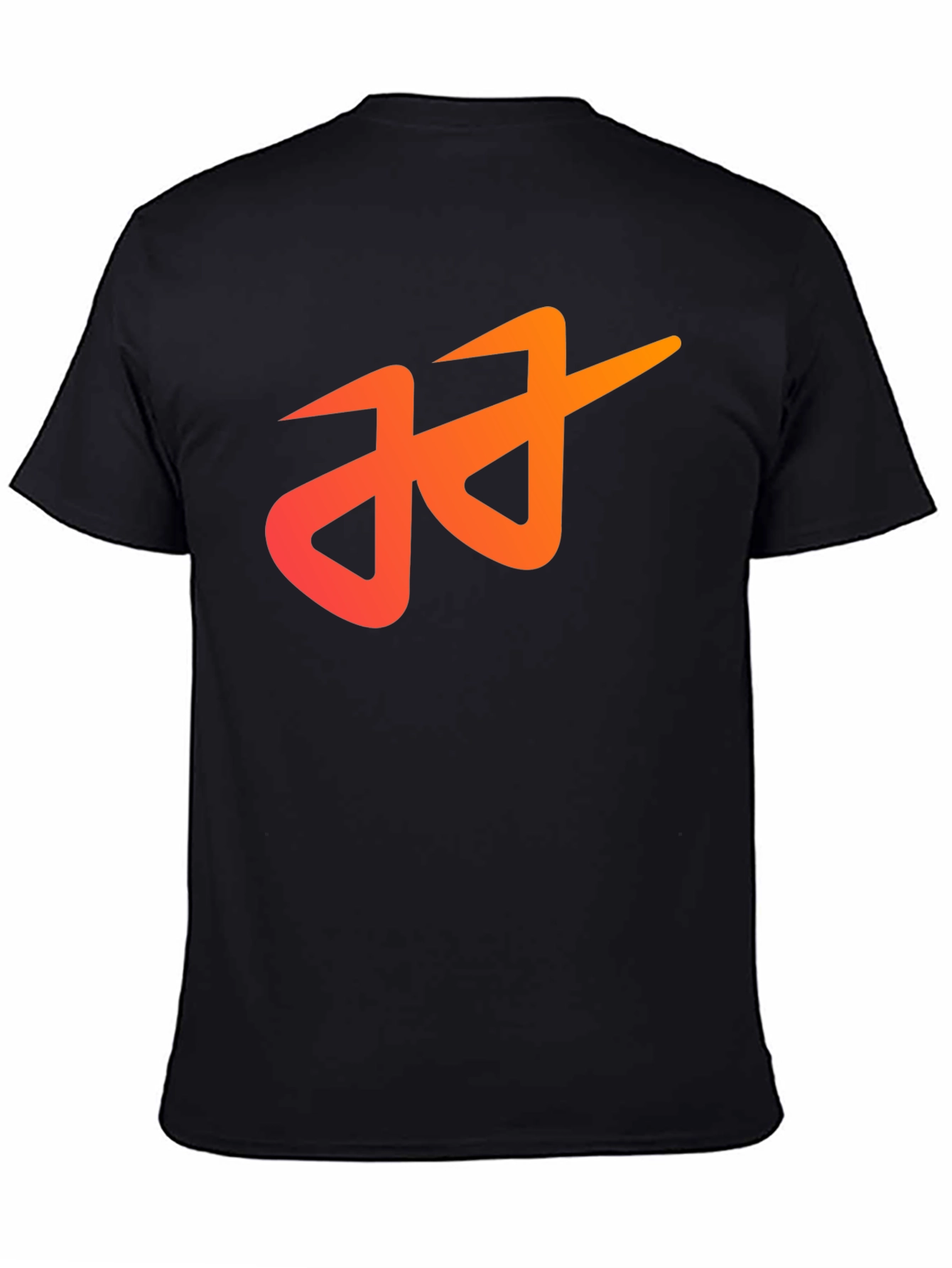 Black Modern Black T-Shirt with Abstract Orange Logo view 4