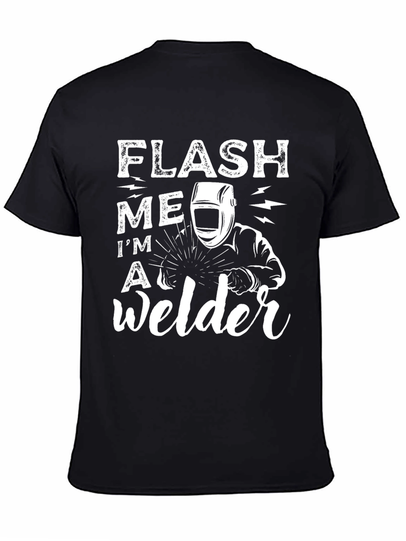 Black Flash Me I'm A Welder Black T-Shirt view 4