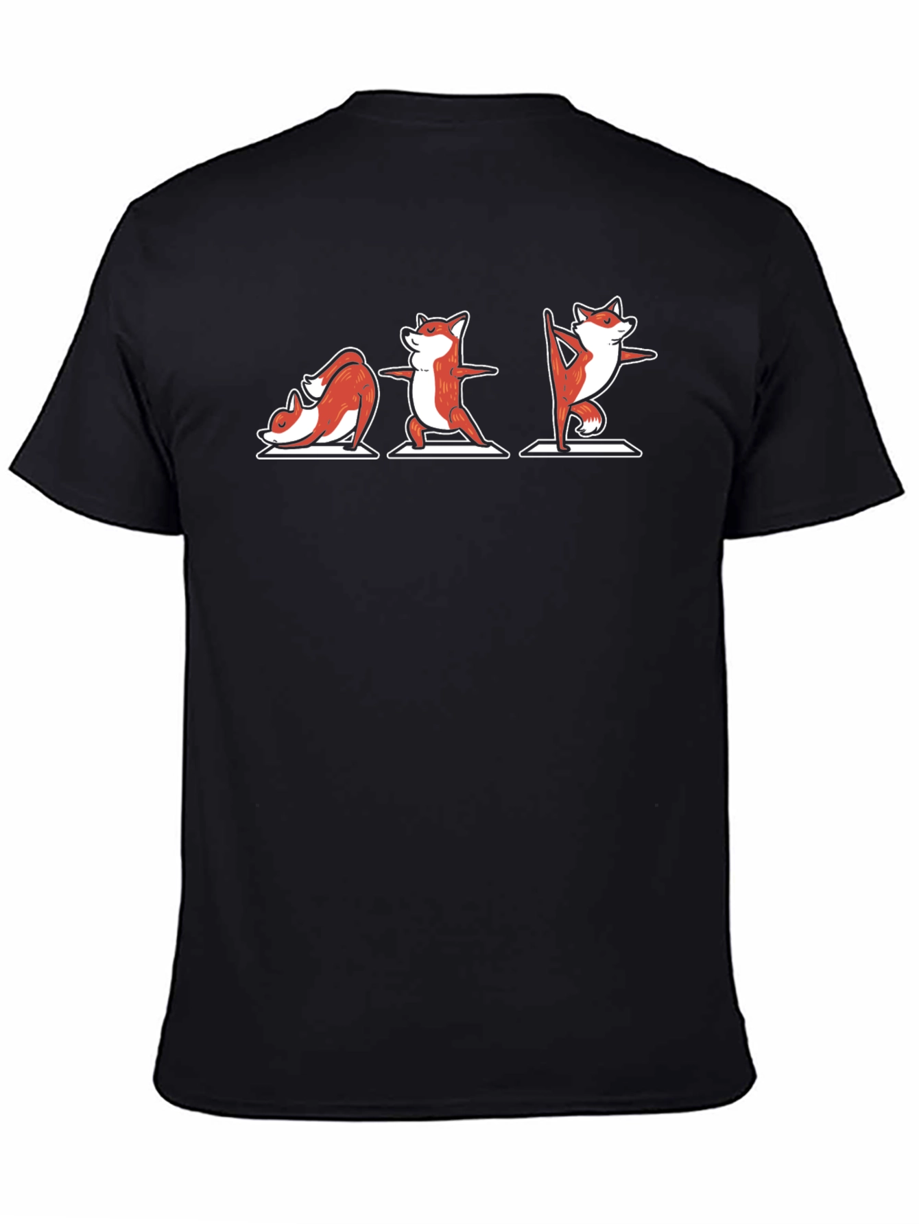 Black Yoga Fox Graphic Tee - Black Cotton T-Shirt view 4