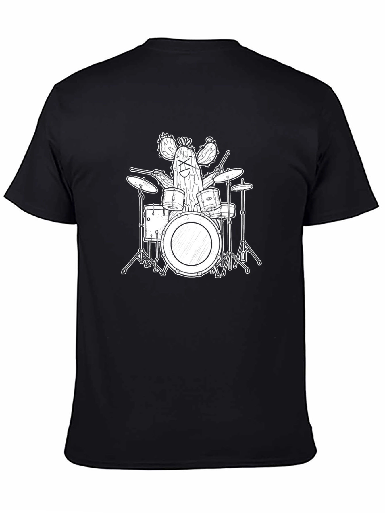 Black Cactus Drummer T-Shirt - Funny Band Tee view 4