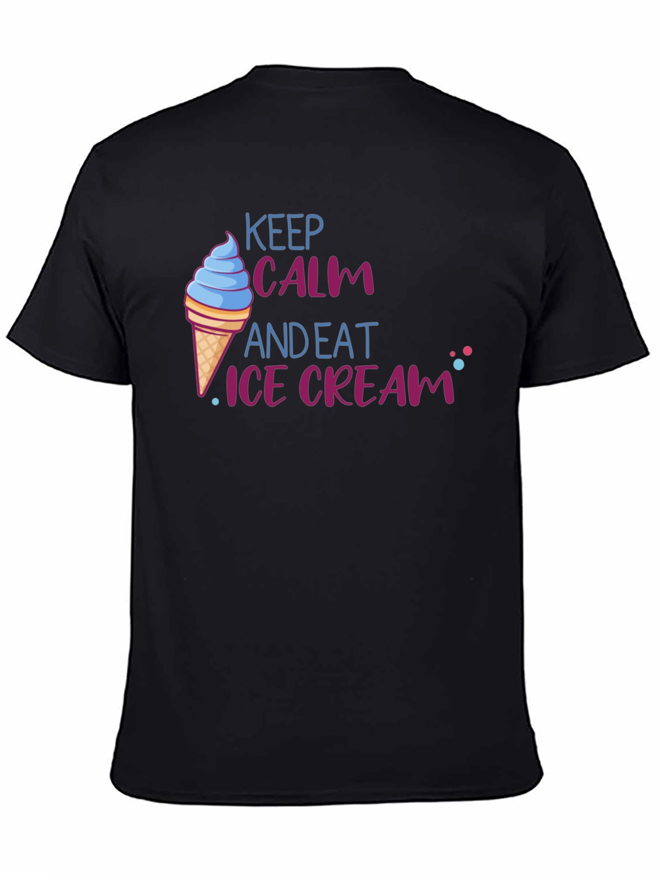 Black Keep Calm and Eat Ice Cream T-Shirt - Fun Novelty Tee view 4