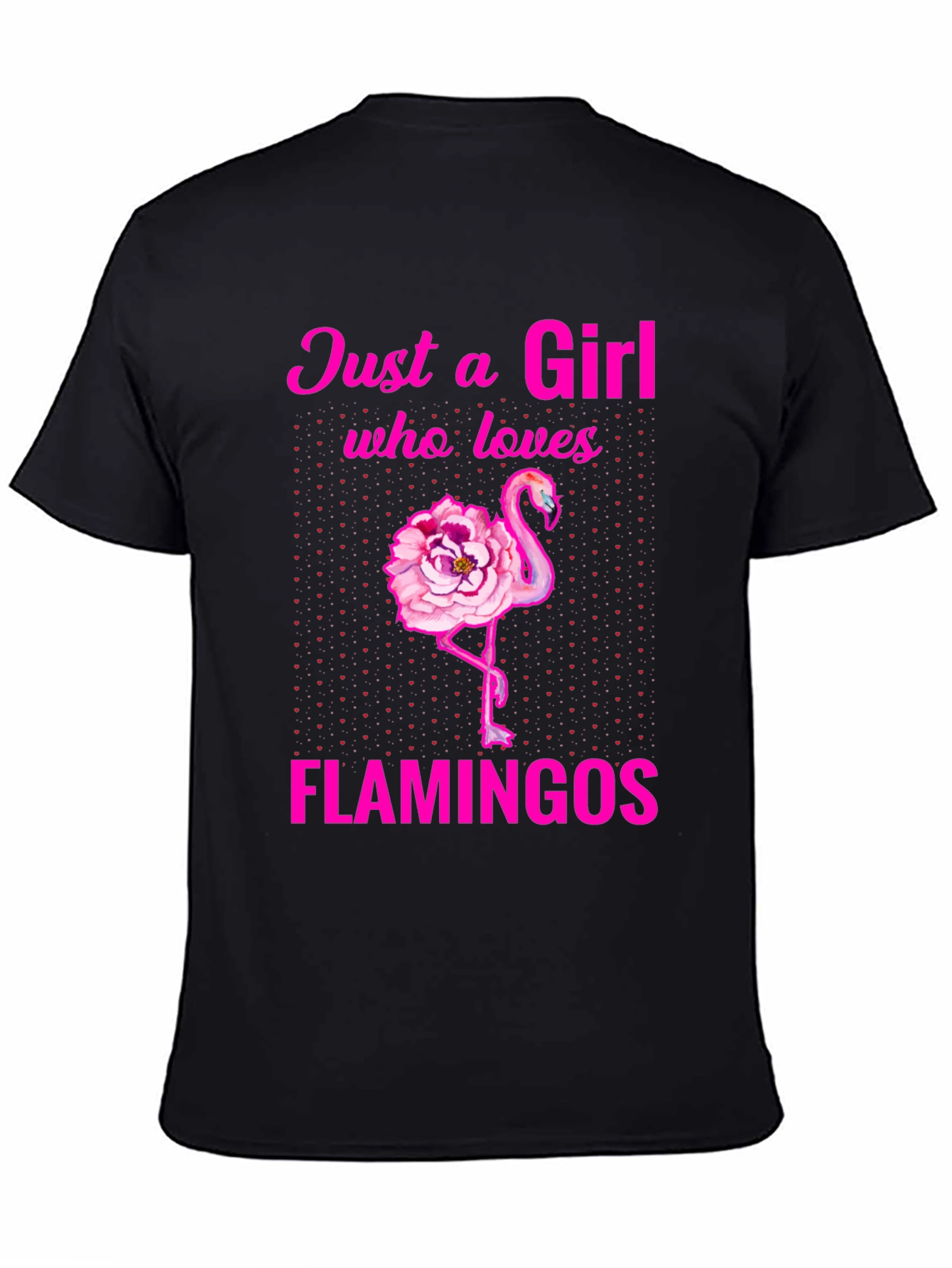 Black Just a Girl Who Loves Flamingos T-Shirt view 4