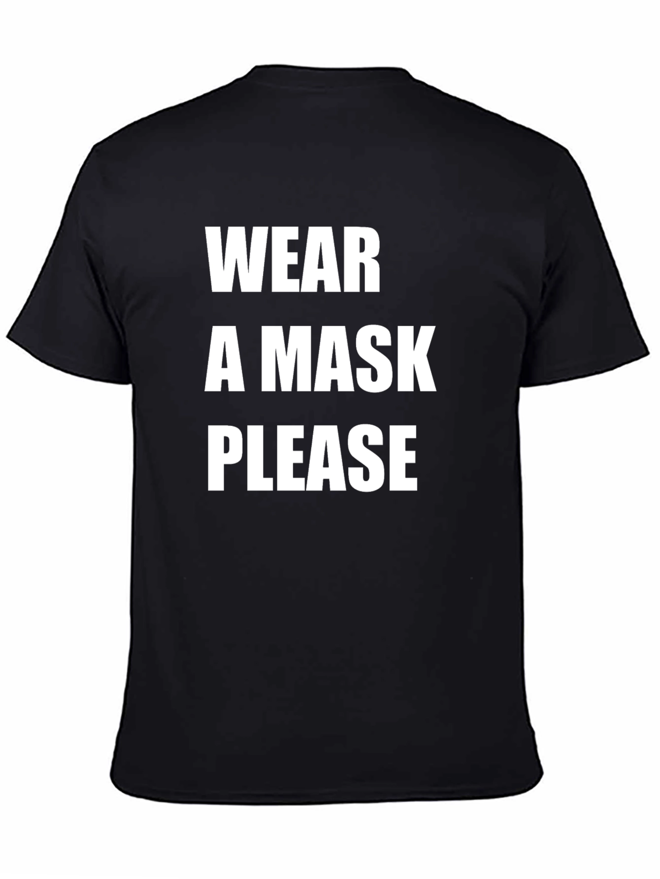 Black Wear a Mask Please T-Shirt - Black Cotton Casual Tee view 4