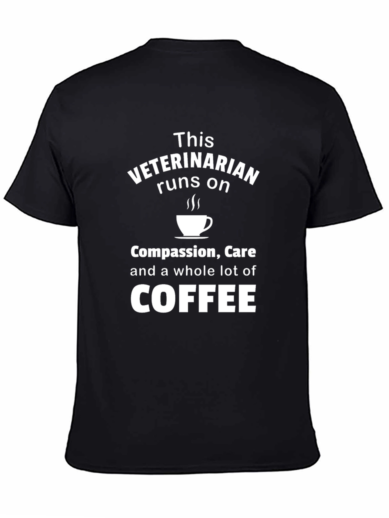 Black Veterinarian Runs on Coffee Black T-Shirt view 4