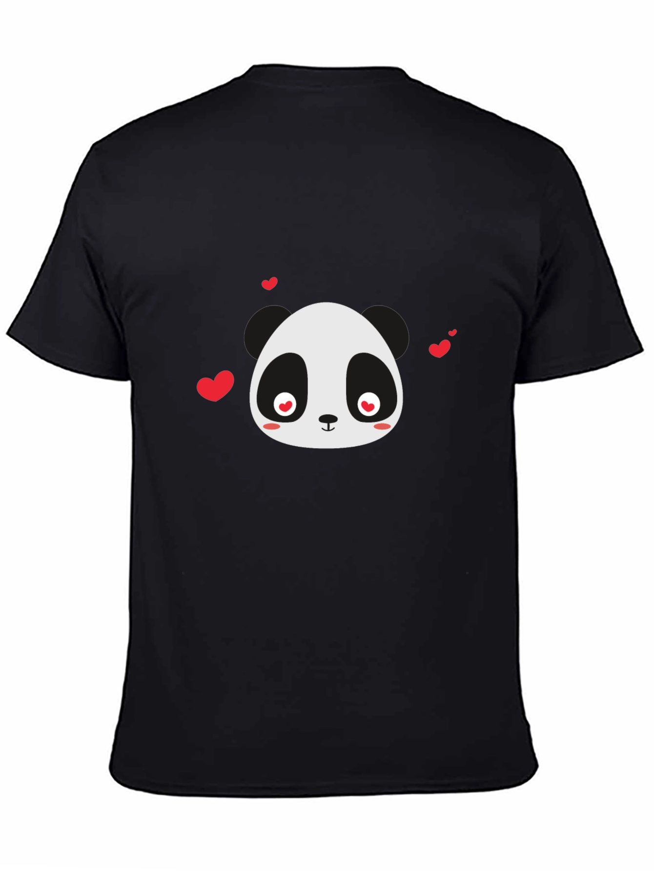 Black Cute Panda Love T-Shirt - Black view 4