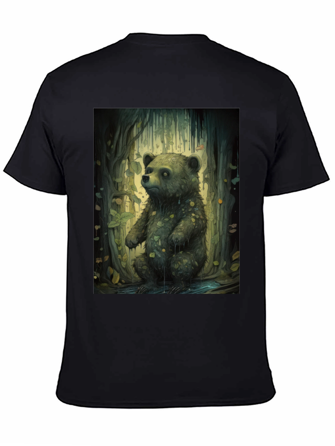 Black Bear Forest Graphic Tee - Nature Inspired Print view 4