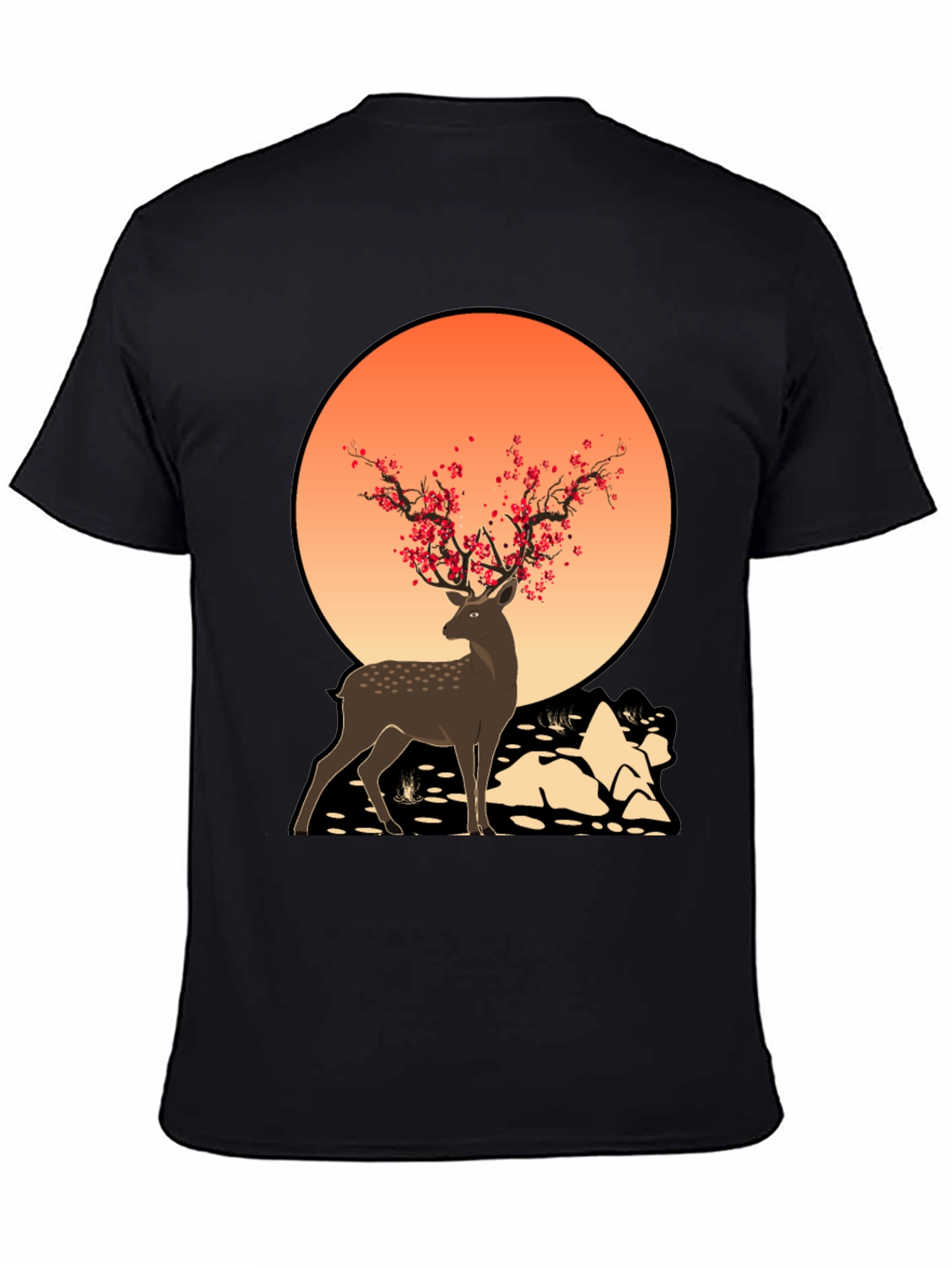 Black Deer and Blossom T-Shirt view 4