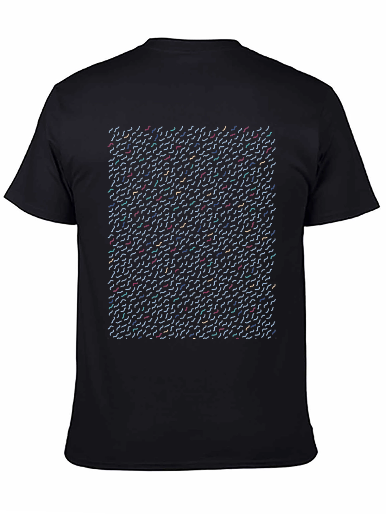 Abstract Line Pattern Black T-Shirt - 4