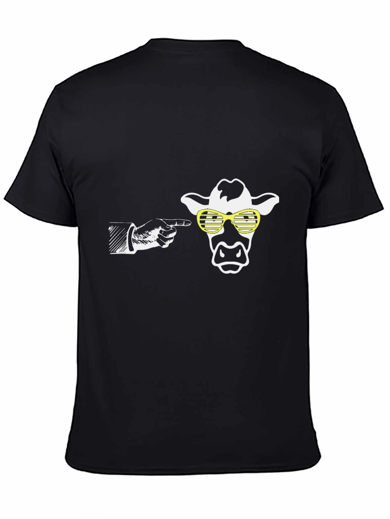Black Cow with Sunglasses Graphic Tee - Novelty T-Shirt view 4