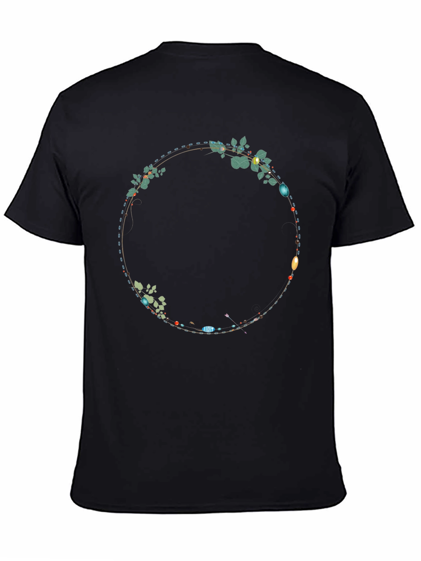Black Floral Circle Graphic Tee - Stylish Casual Wear view 4