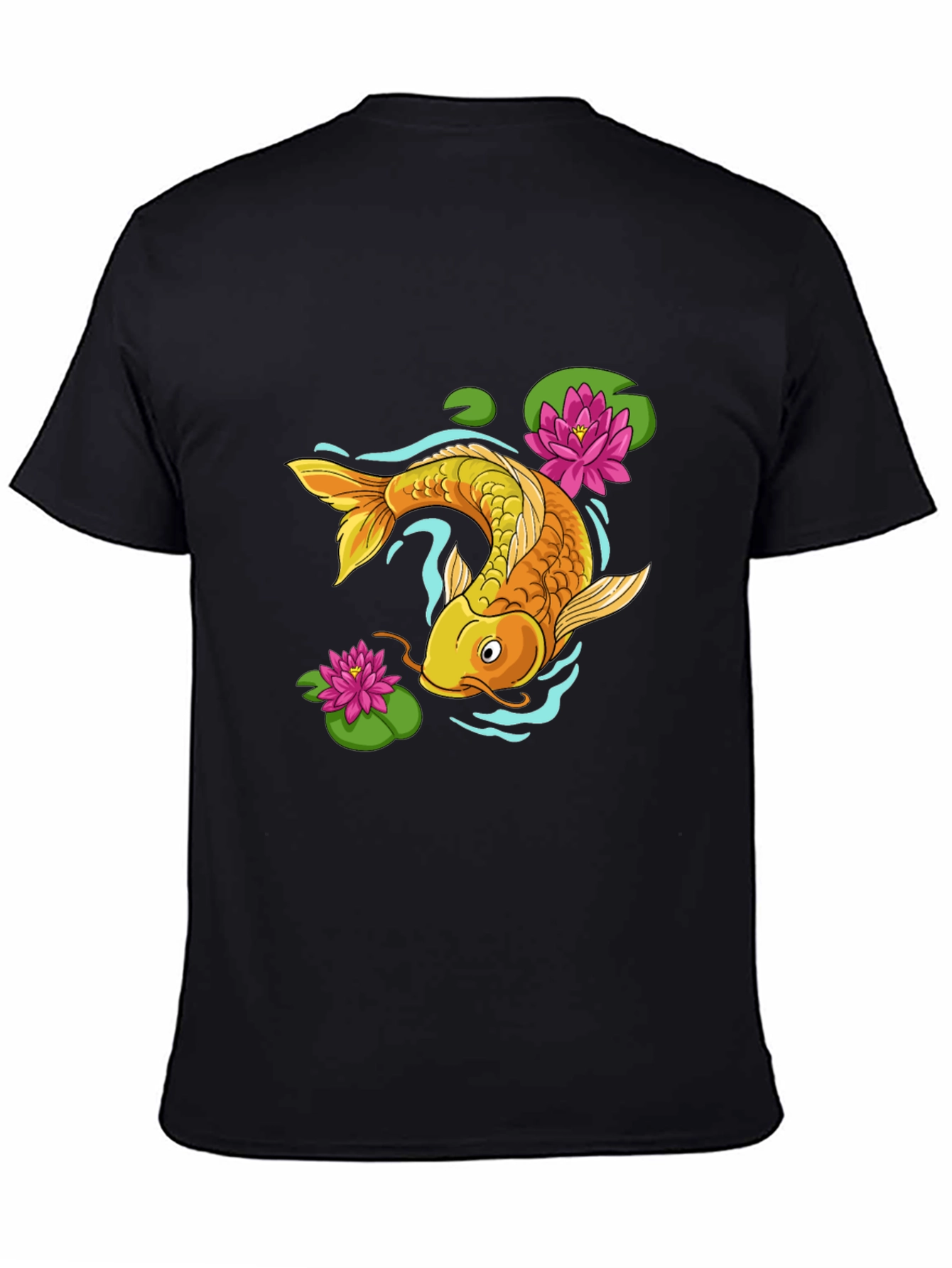 Black Koi Fish Graphic Tee - Black Cotton Blend view 4