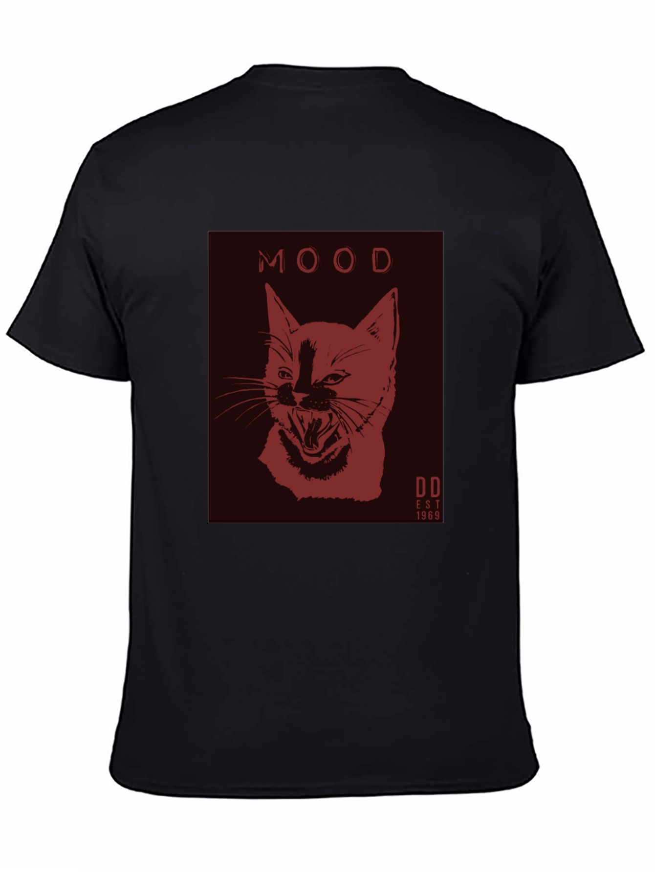Black Moody Cat Graphic Tee - Black Cotton Comfort view 4