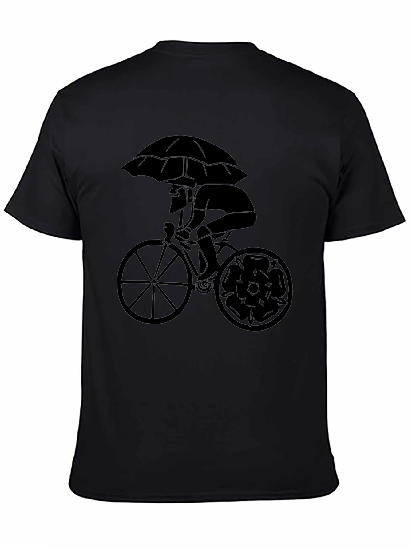 Black Umbrella Cyclist Graphic Tee - Stylish Black T-Shirt view 4