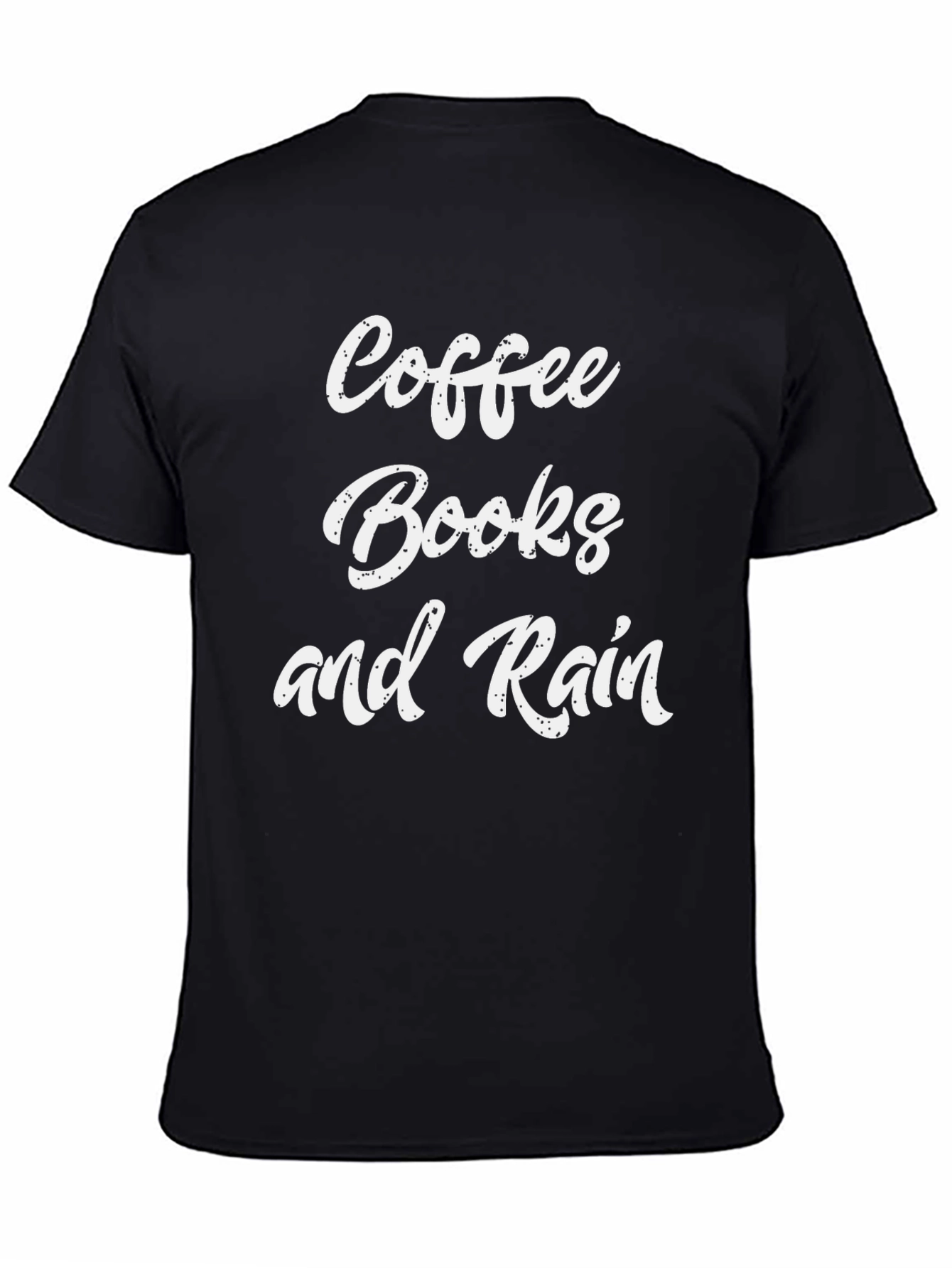 Black Coffee, Books, and Rain Black T-Shirt view 4