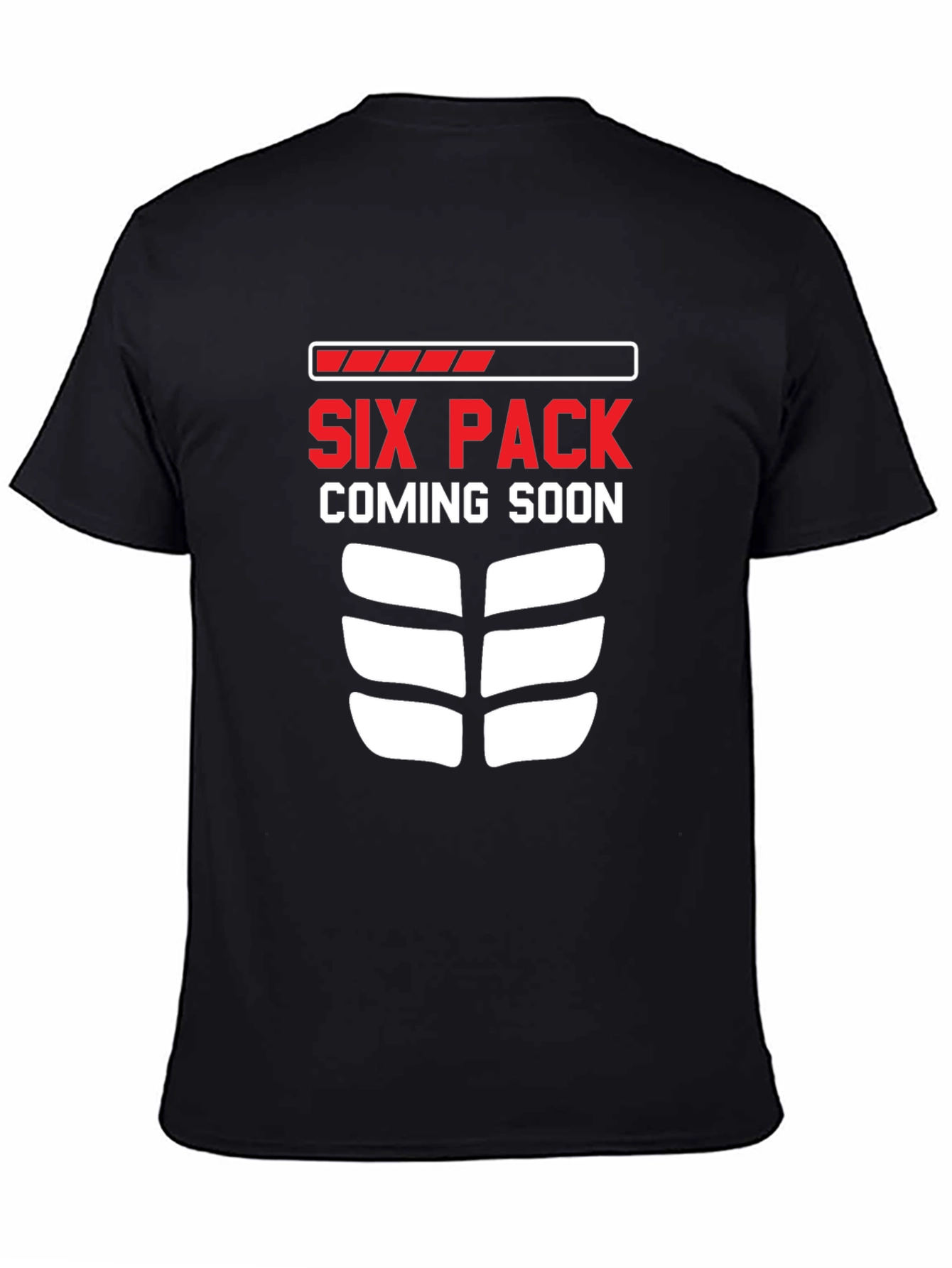 Black Six Pack Coming Soon Funny Workout T-Shirt view 4