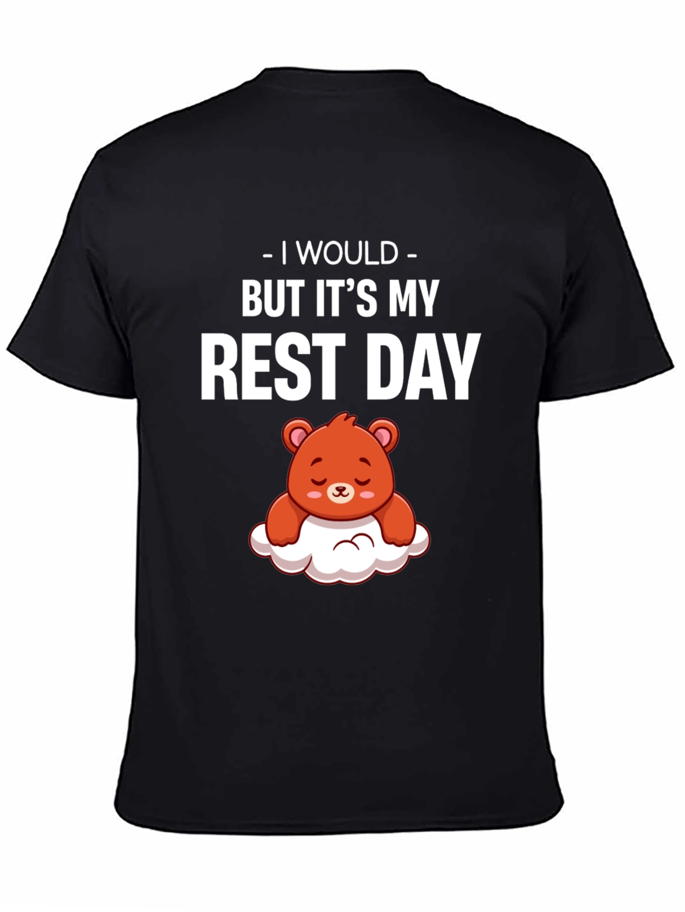 Black Rest Day T-Shirt - Cute Bear Graphic view 4
