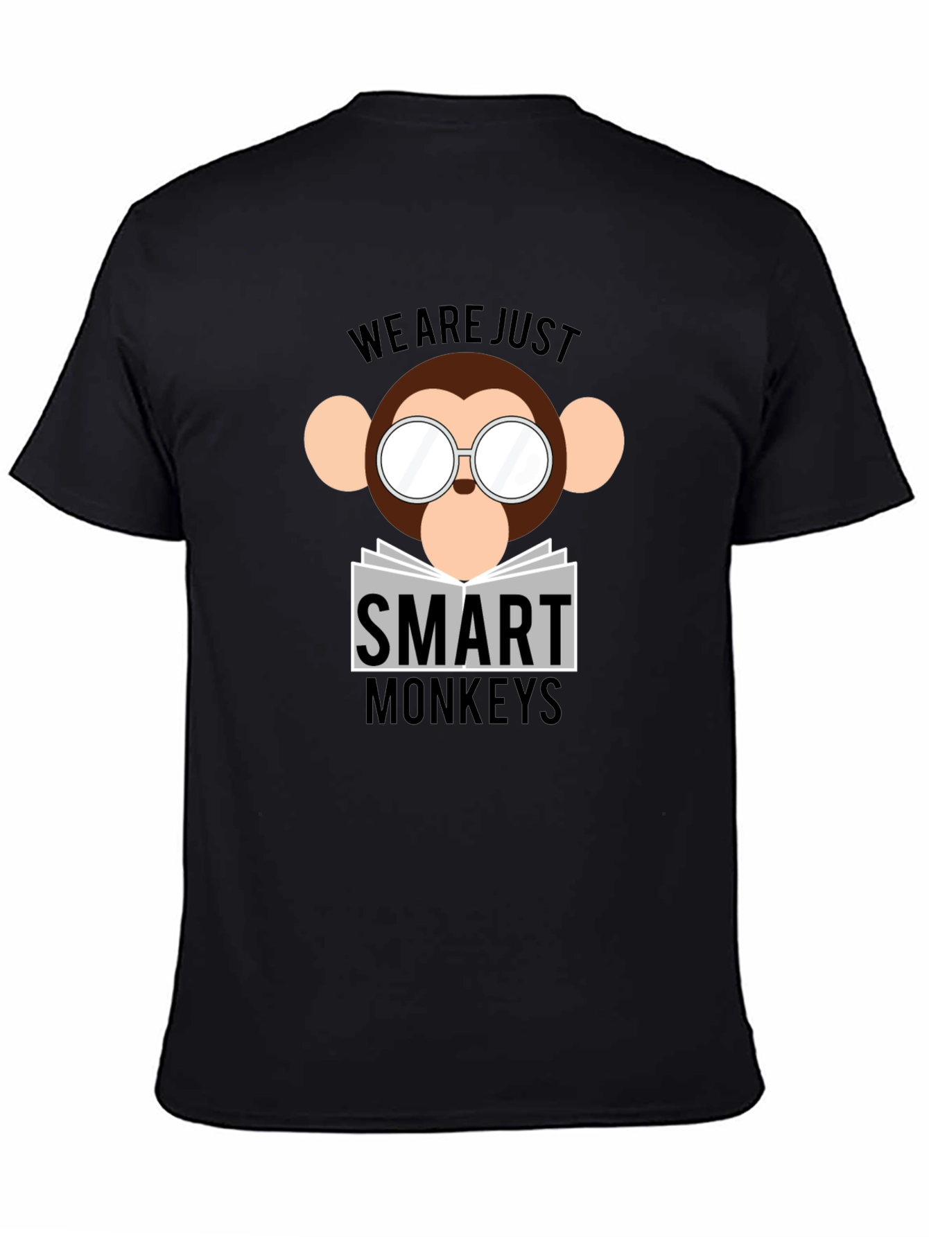 Black Smart Monkeys Graphic T-Shirt - Funny Animal Tee view 4