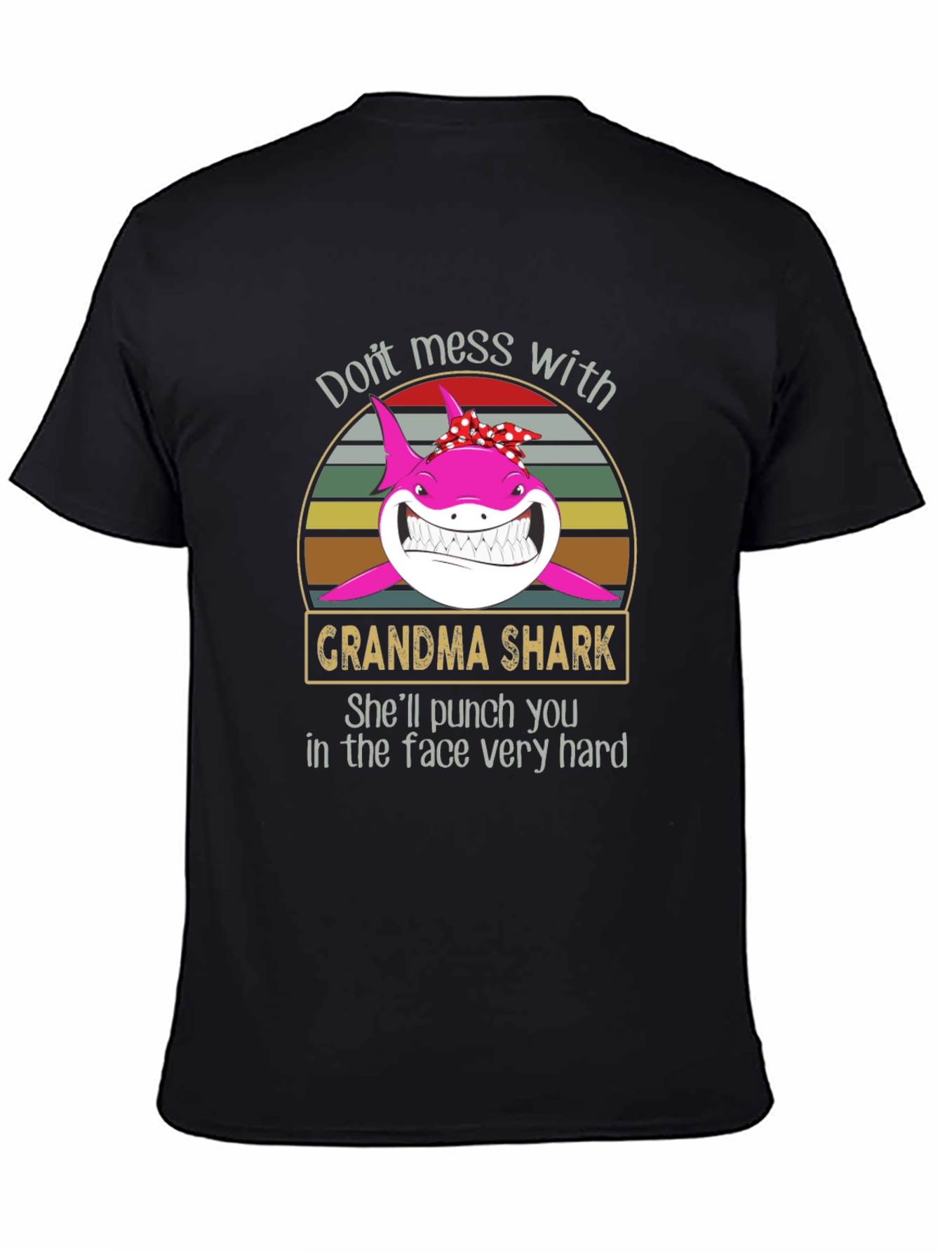 Black Grandma Shark Graphic T-Shirt view 4