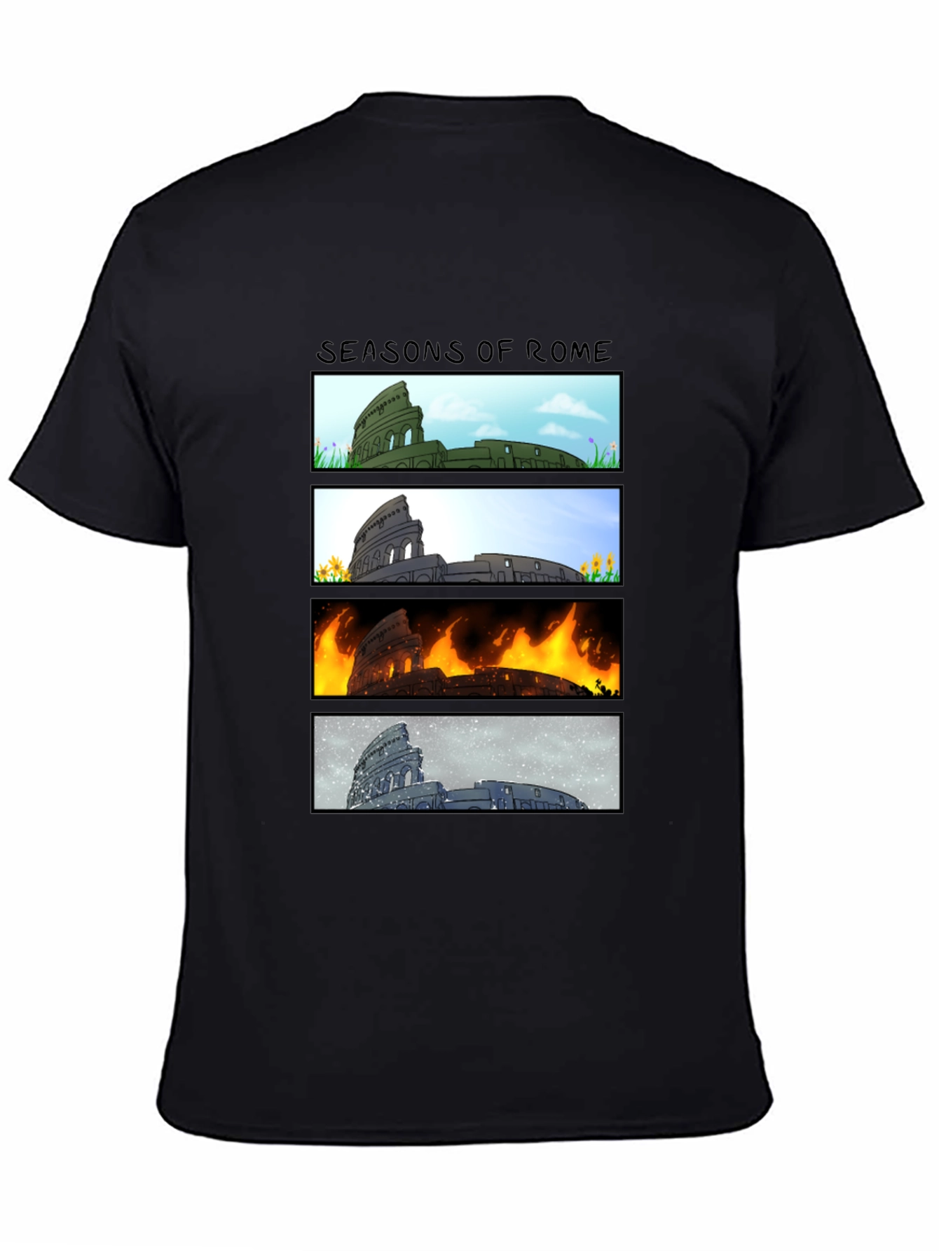 Black Seasons of Rome Graphic T-Shirt view 4