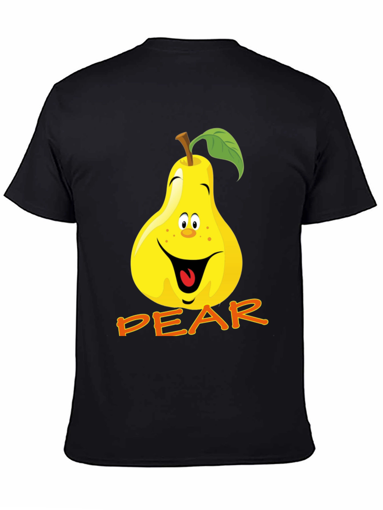 Black Funny Pear Cartoon T-Shirt view 4