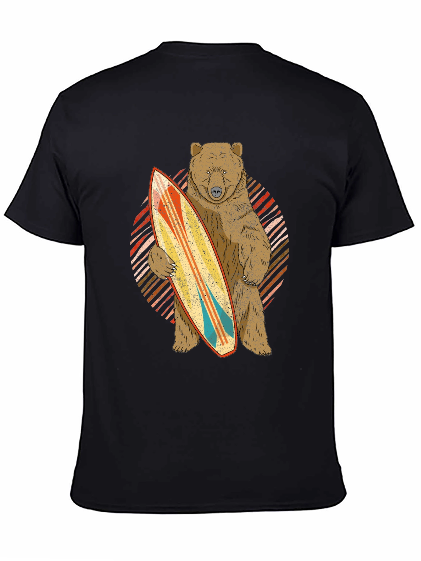 Black Bear with Surfboard Graphic Tee view 4