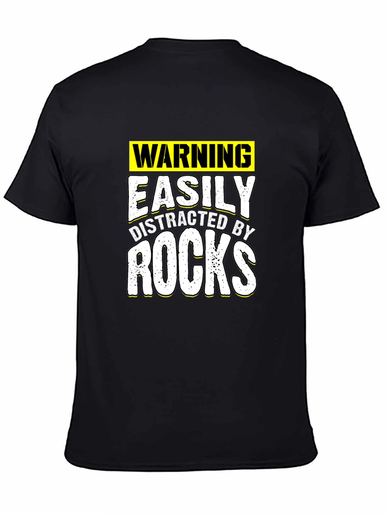 Black Easily Distracted By Rocks T-Shirt view 4