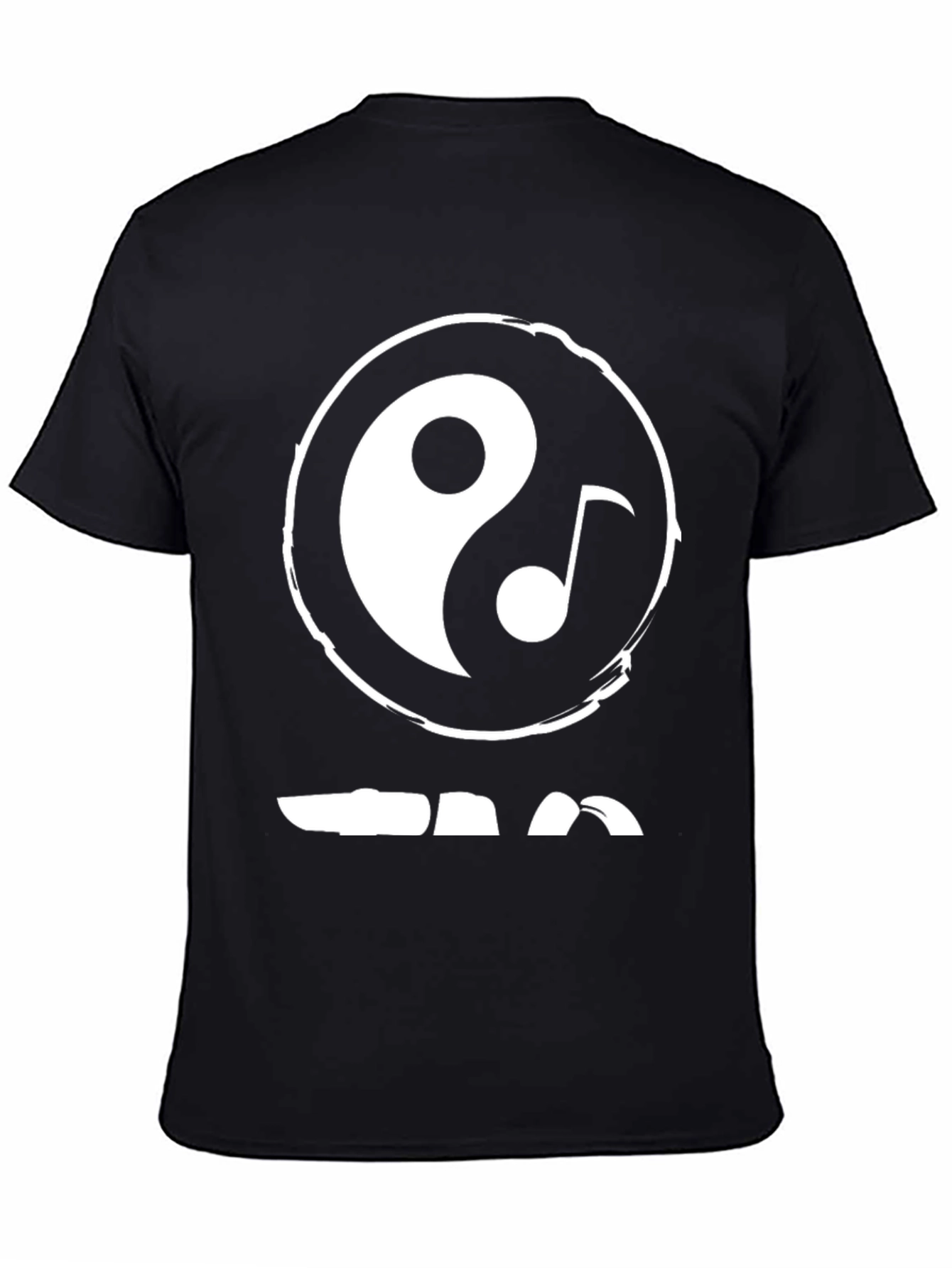 Black Yin Yang Music Note Graphic Tee - Black Cotton view 4