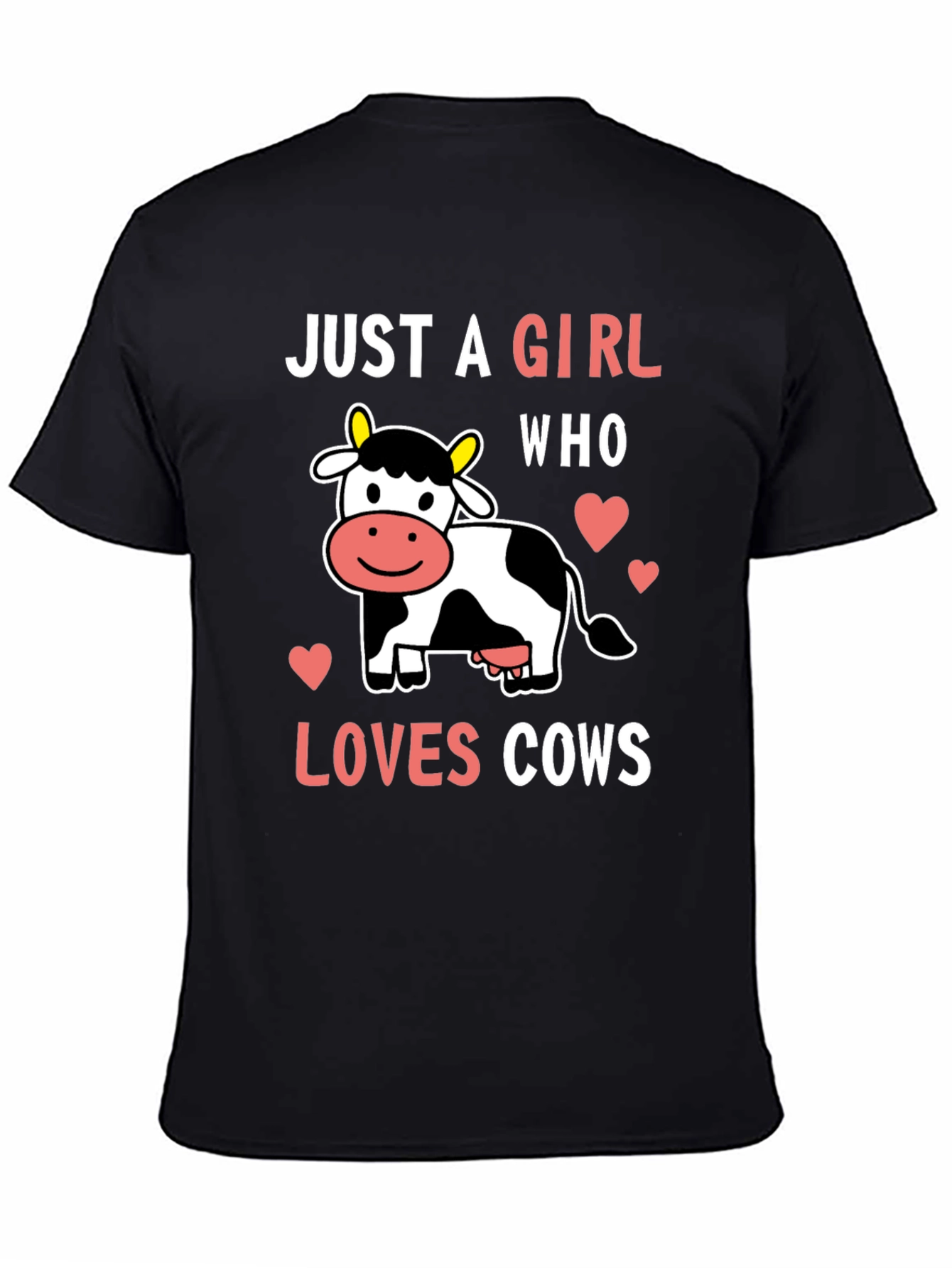 Black Just a Girl Who Loves Cows T-Shirt view 4