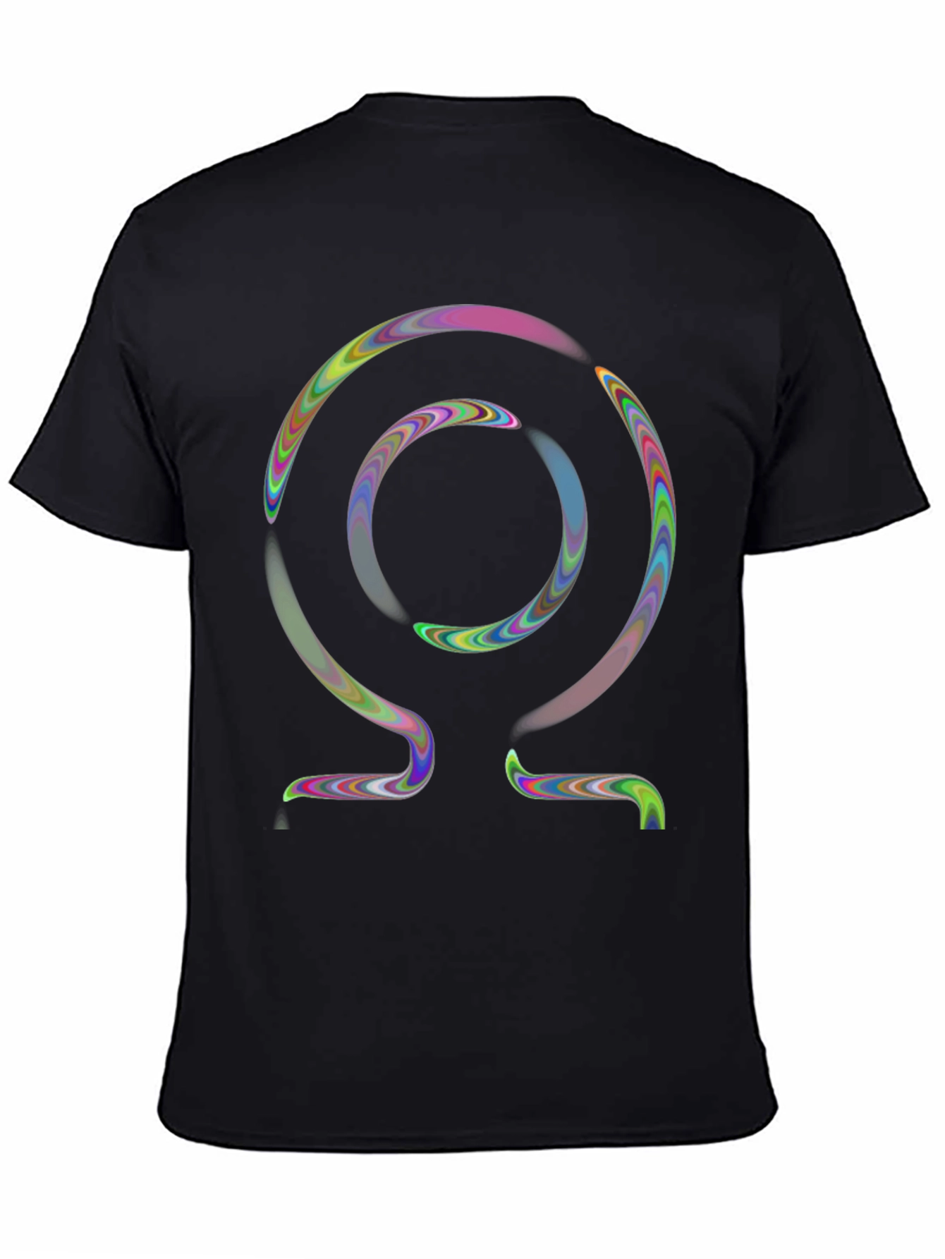 Black Abstract Omega Symbol T-Shirt view 4