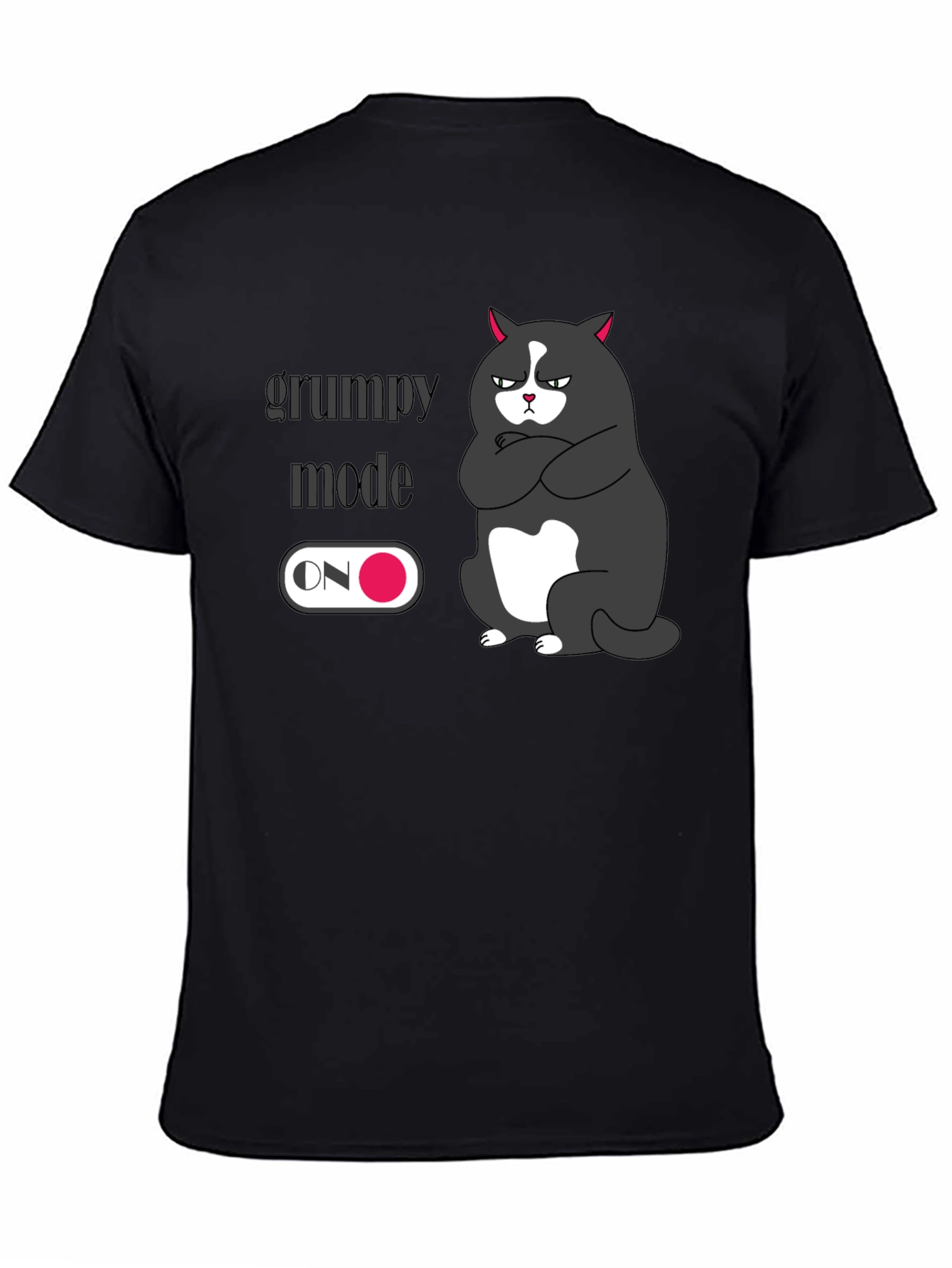 Black Grumpy Mode On Black T-Shirt - Express Your Mood! view 4