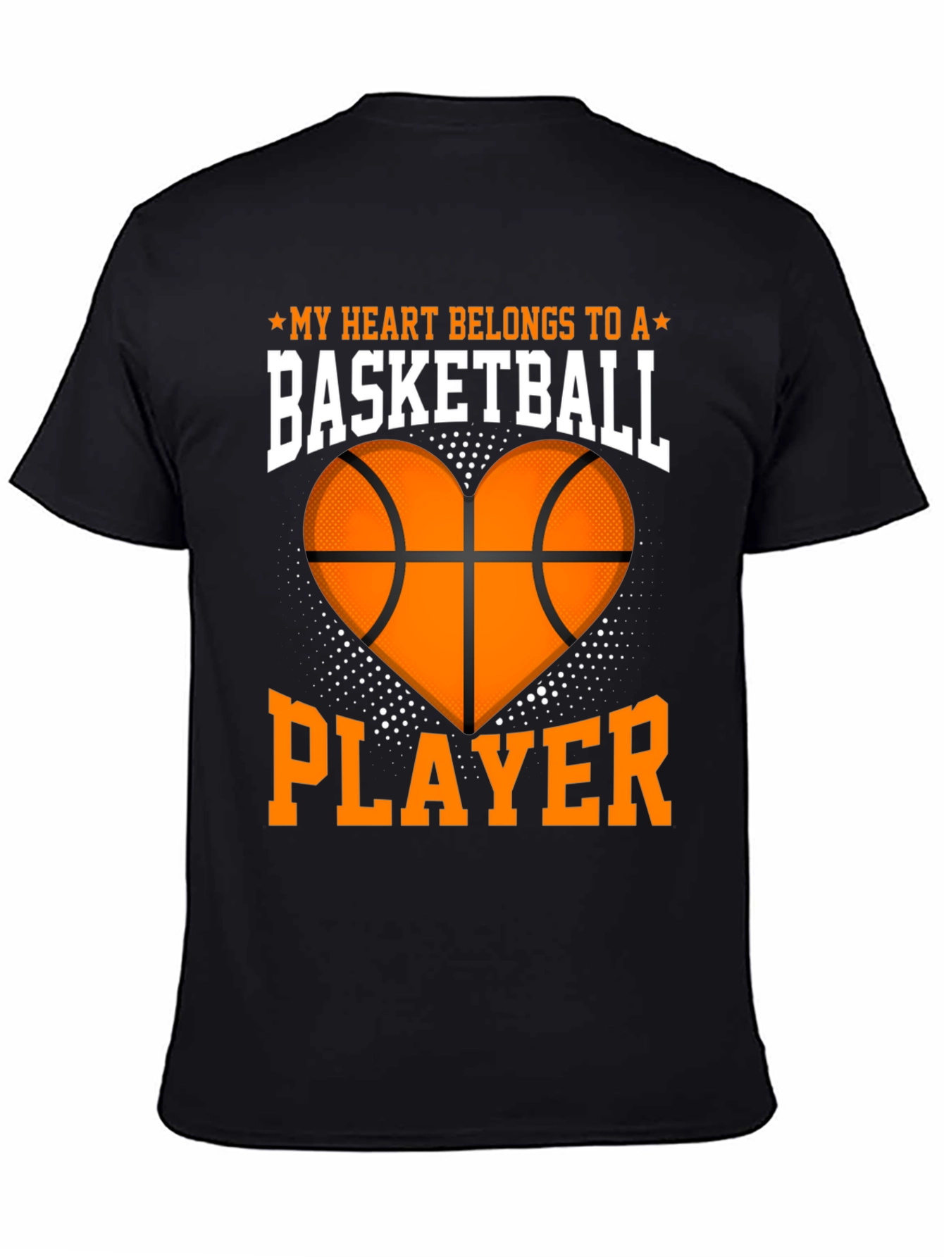 Black Basketball Lover's Heart T-Shirt view 4