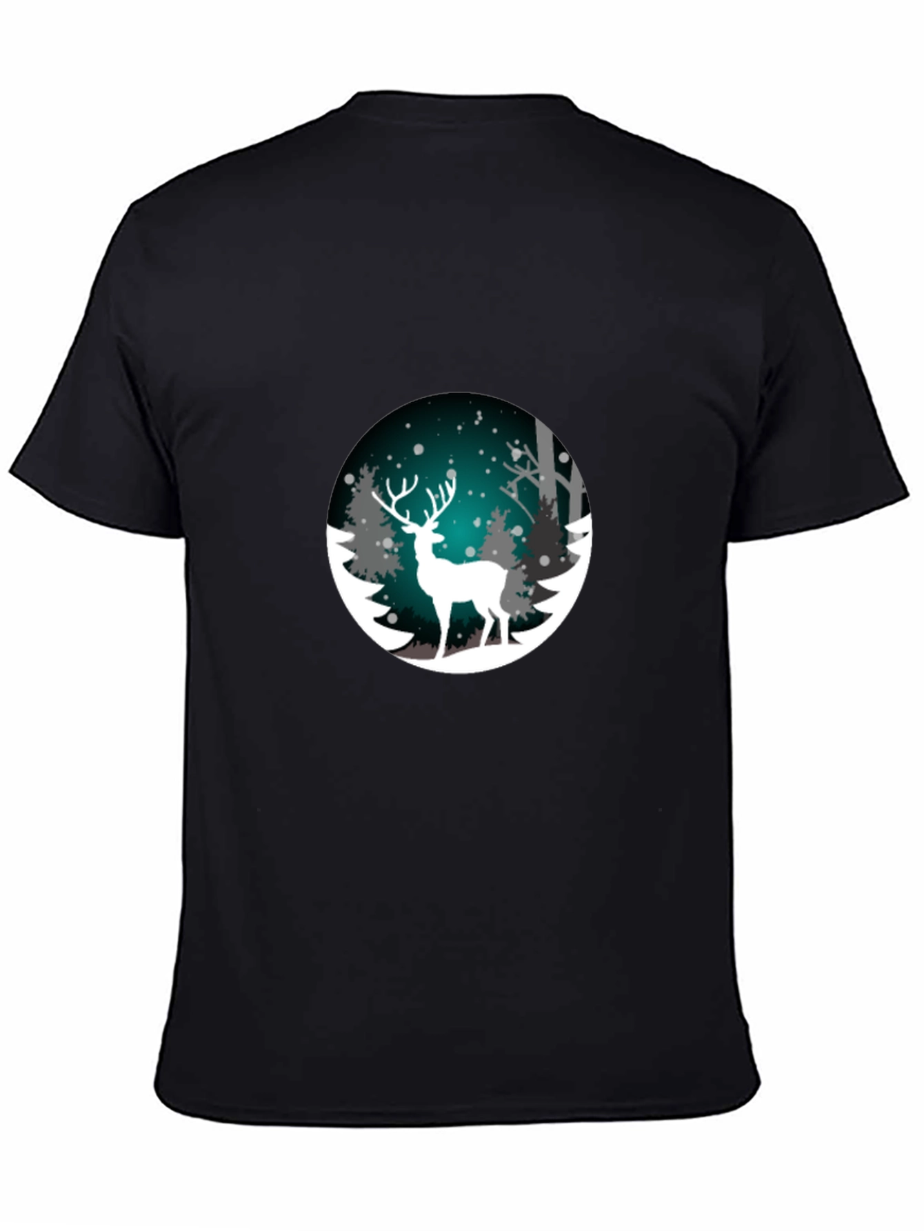 Black Winter Deer Graphic T-Shirt view 4